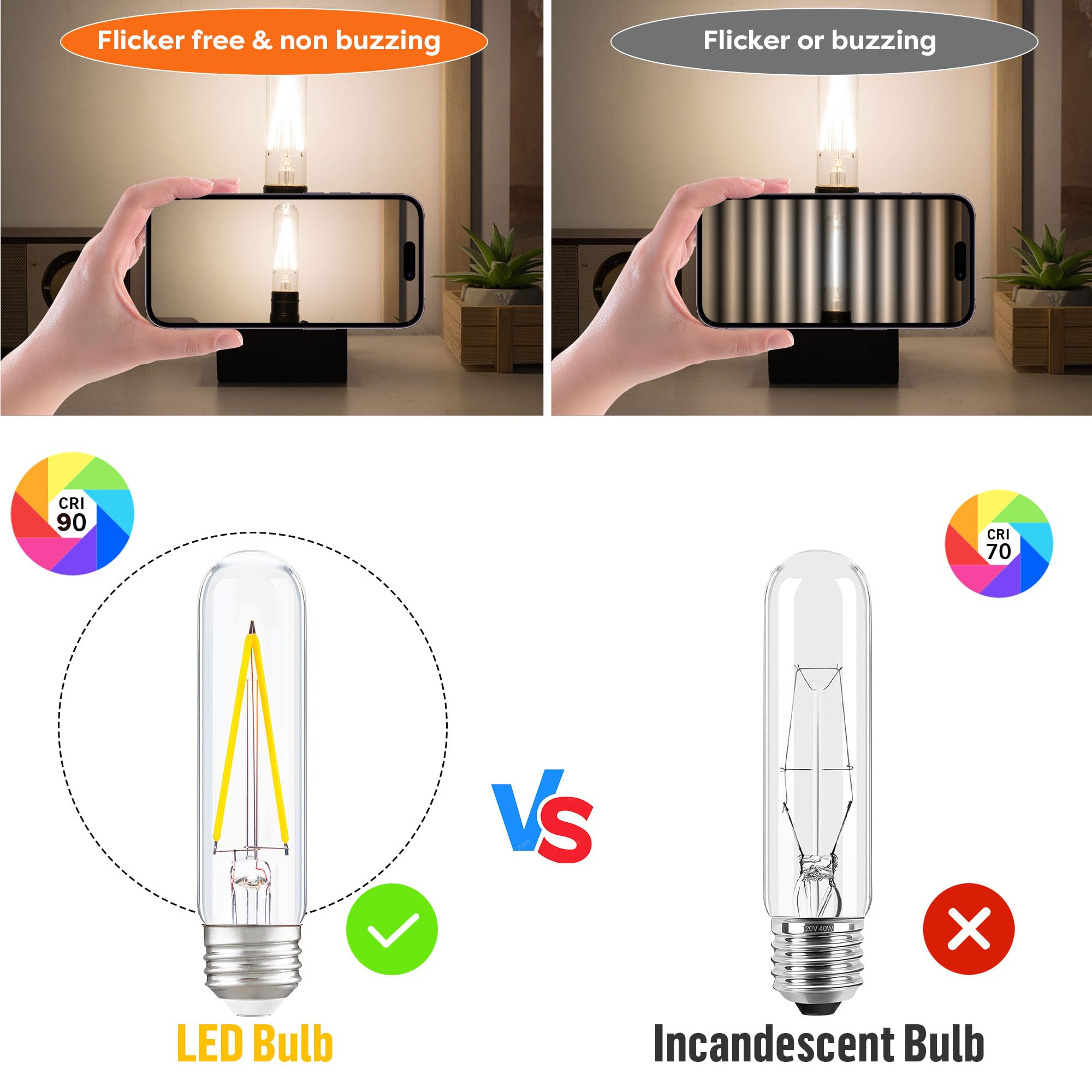 PADMO LUDAZ Dimmable T10 LED Bulb 4W, 4000K Neutral White, Glass, Pack of 6, Ideal for Chandelier, Curio Cabinet, Wall