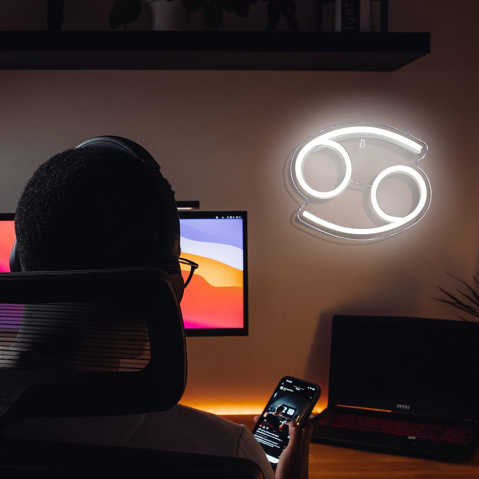 Bernicekelly Cancer Zodiac Horoscope Led Neon Sign - Astrology Wall Decor For Kids Room