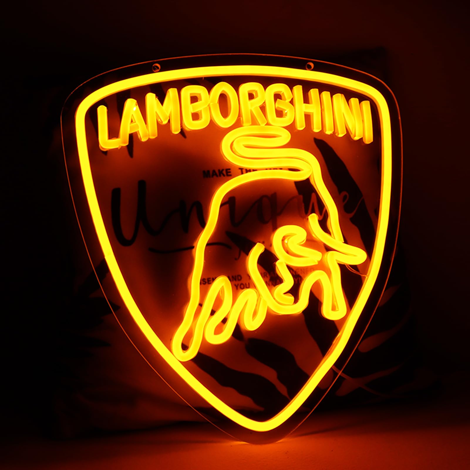 WonderfulLife Neon Car Logo Sign, LED Wall Decor for Garage, Bar, Man Cave, 5V USB Powered, Plastic, Model: Lamborghini, Color: Car02