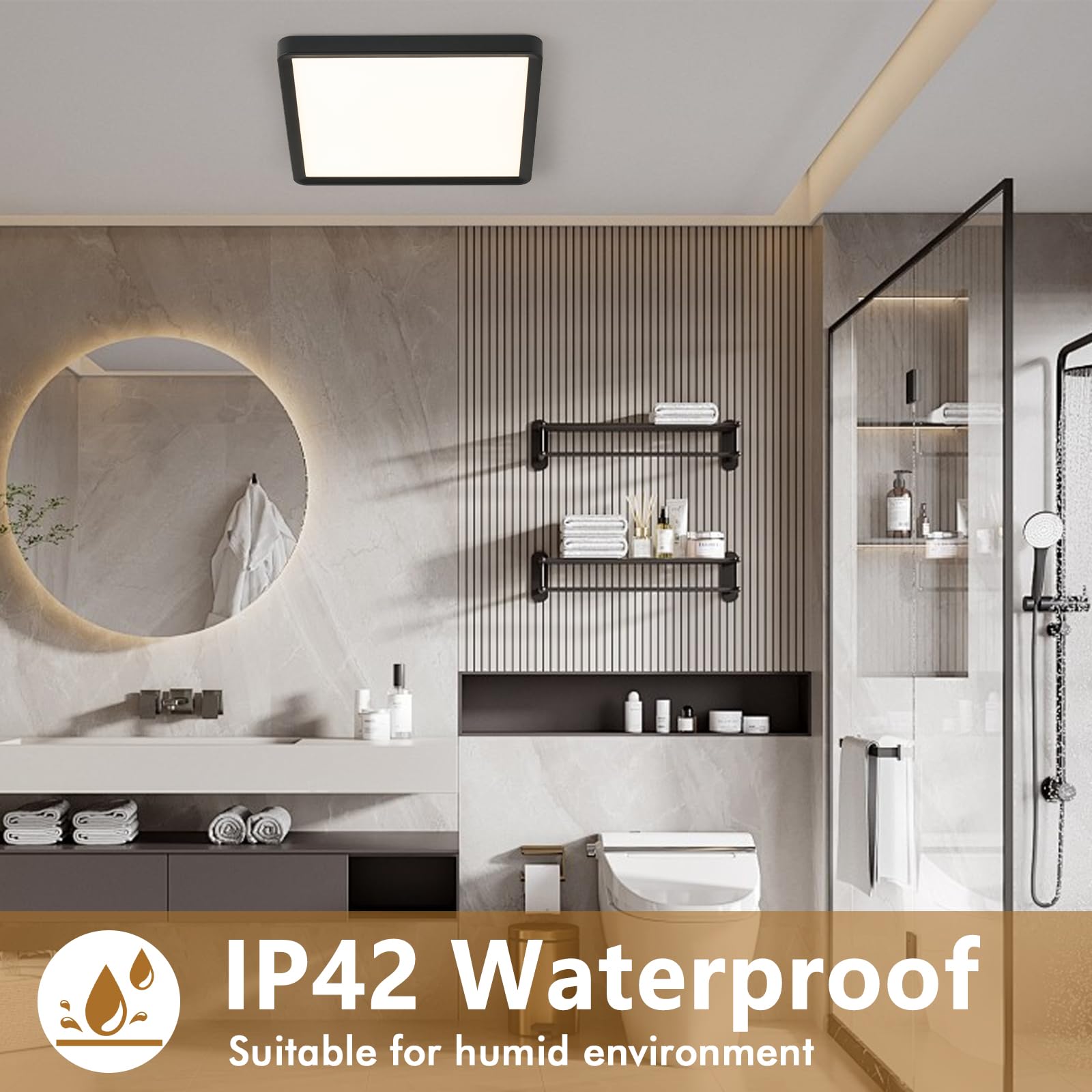 12 Inch Square Led Flush Mount Ceiling Light, 30W, 3000Lm, Selectable 3000K/4000K/6000K Cct, Flat Panel Ceiling Light Fixture Fo