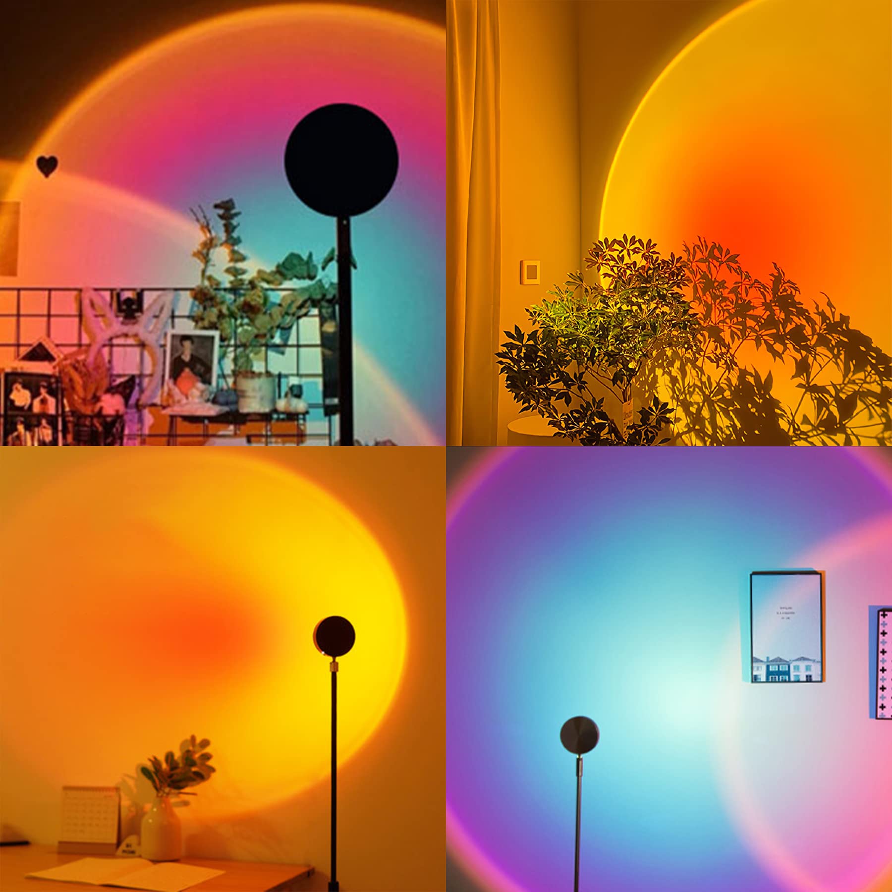 Exnemav Sunset Lamp - Ufo Shape Projection Light With Remote, 16 Colors, Usb Charging, Black