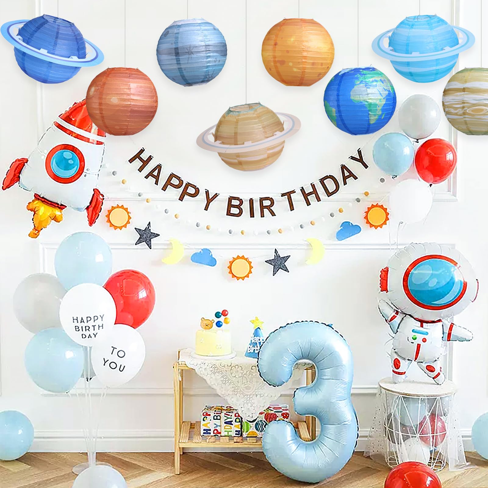 Fontien 8 Pcs Planet Paper Lanterns - 10&quot; Solar System Party Decorations For Kids & Home Decor