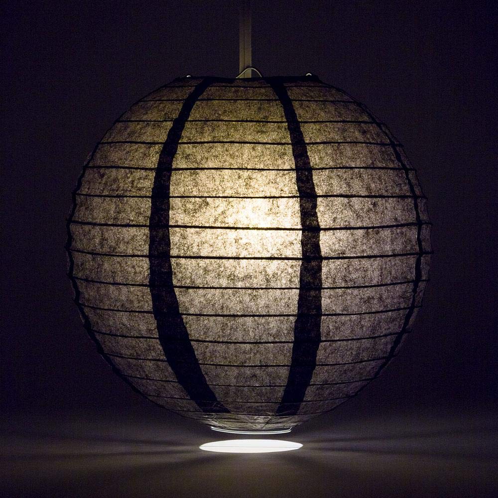 Quasimoon Decorative Paper Lantern - 20-Inch, Black, Round, Paper, Ideal for Weddings and Parties