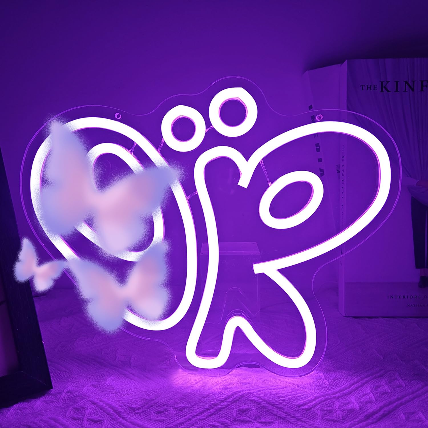 Jeanchrl Neon Light Sign Dimmable LED Wall Decor, Purple Acrylic, Medium Size, Ideal for Bedroom, Living Room, College Dorm