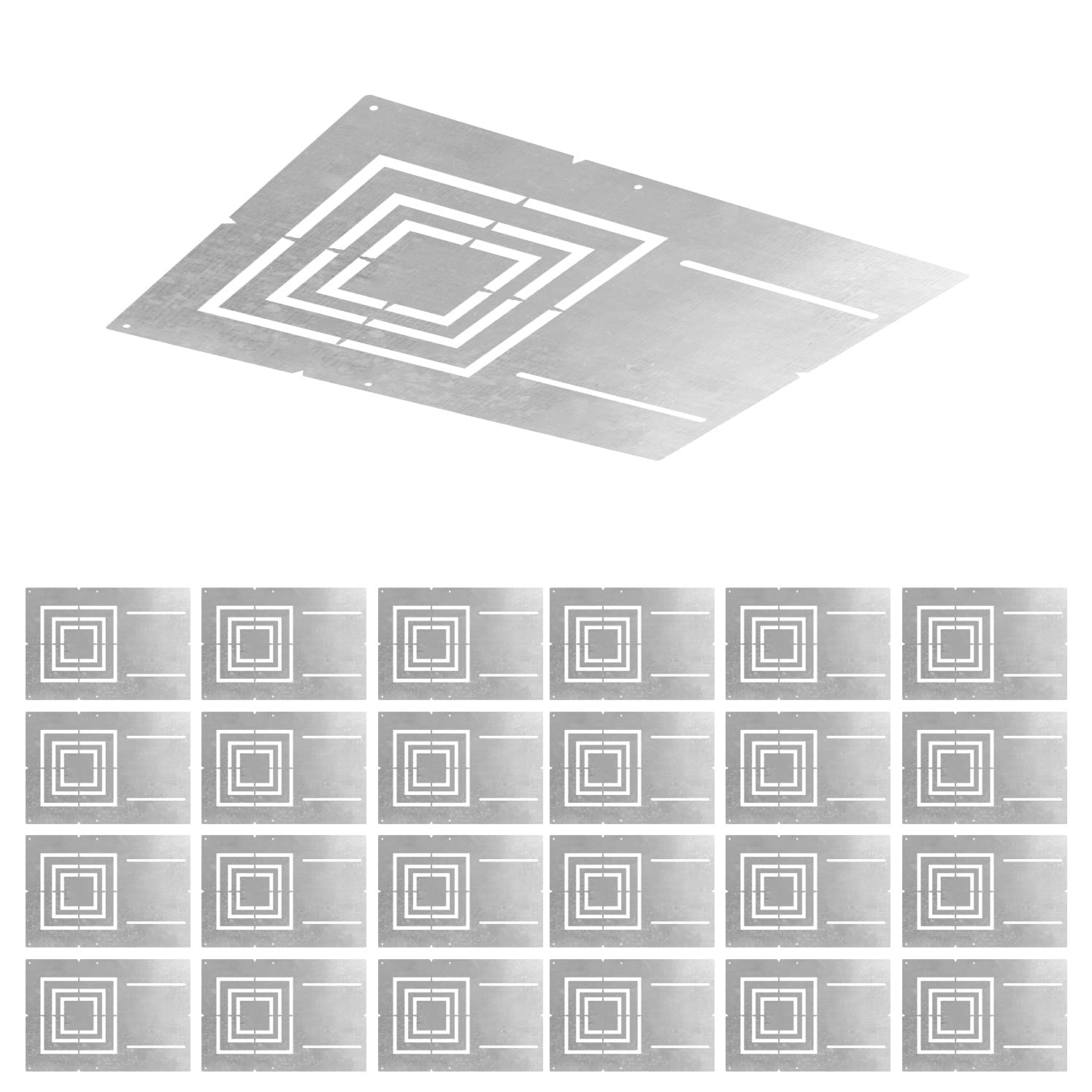 ASD New Construction Mounting Plate with Asymmetric Square Hole - 3-4-6 Flat Steel Rough-in Wafer Light Bracket, LED Recessed Li