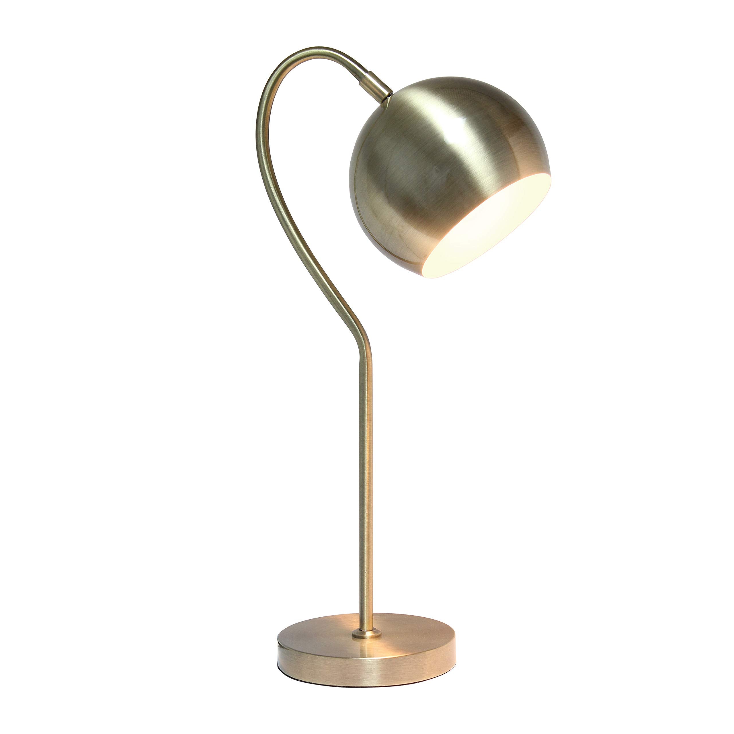 Elegant Designs 20in Modern Metal Half Moon Table Lamp, Antique Brass, Model LT1061-ABS, 10inL x 6inW x 20.25inH, Ideal for Home Décor