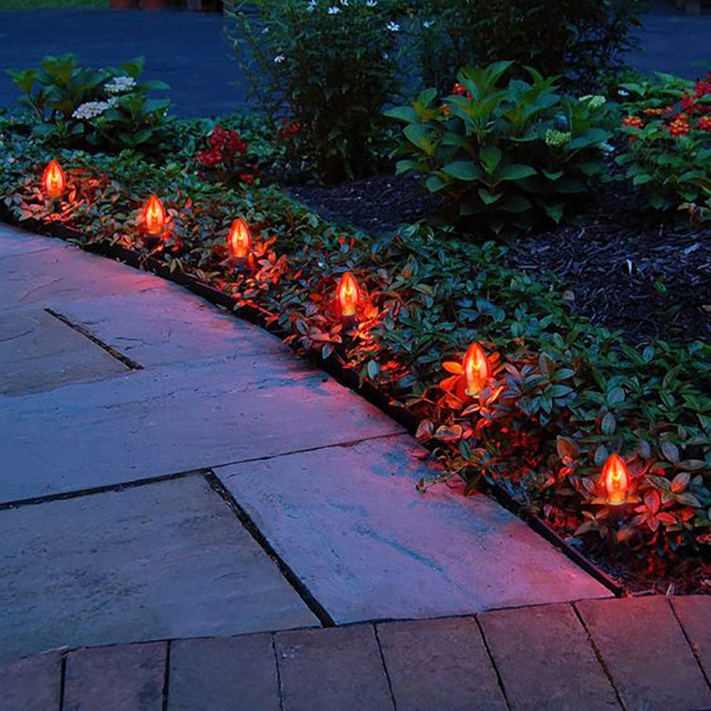 GOOTHY C7 Orange Christmas Light Bulbs - 25 Pack, Clear Orange Glass, E12 Base, 120V 5W for Halloween & Christmas Outdoor String Lights