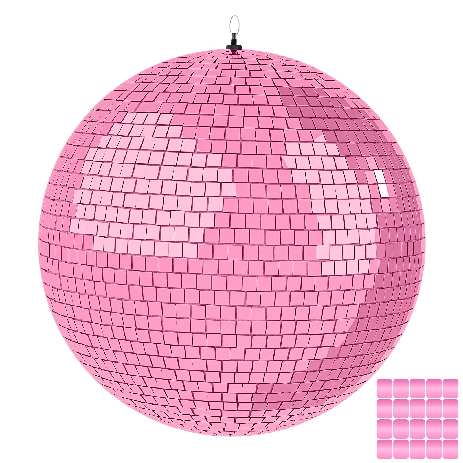16 Inch Mirror Disco Ball lamp, Pink 16 Disco Ball Decor Hanging Disco Ball for Party Wedding Holiday Home Decoration, Replaceme