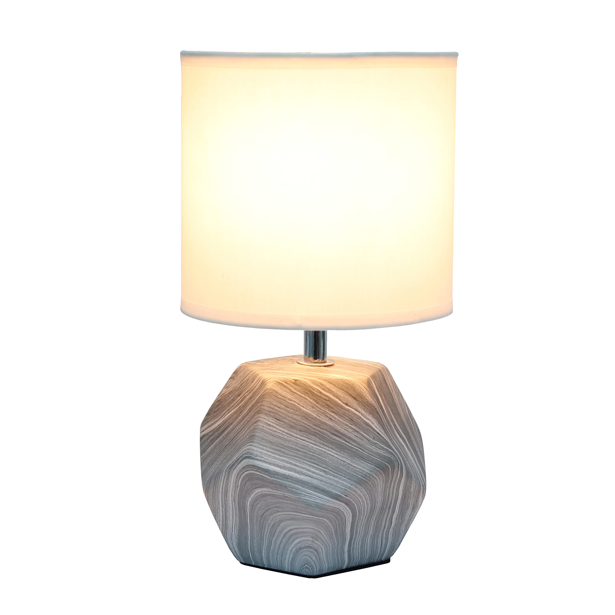 Simple Designs Lt1212-Mbl 10.24'' Modern Round Geometric Cube Table Lamp With Matching Shade, Marble-Inspired