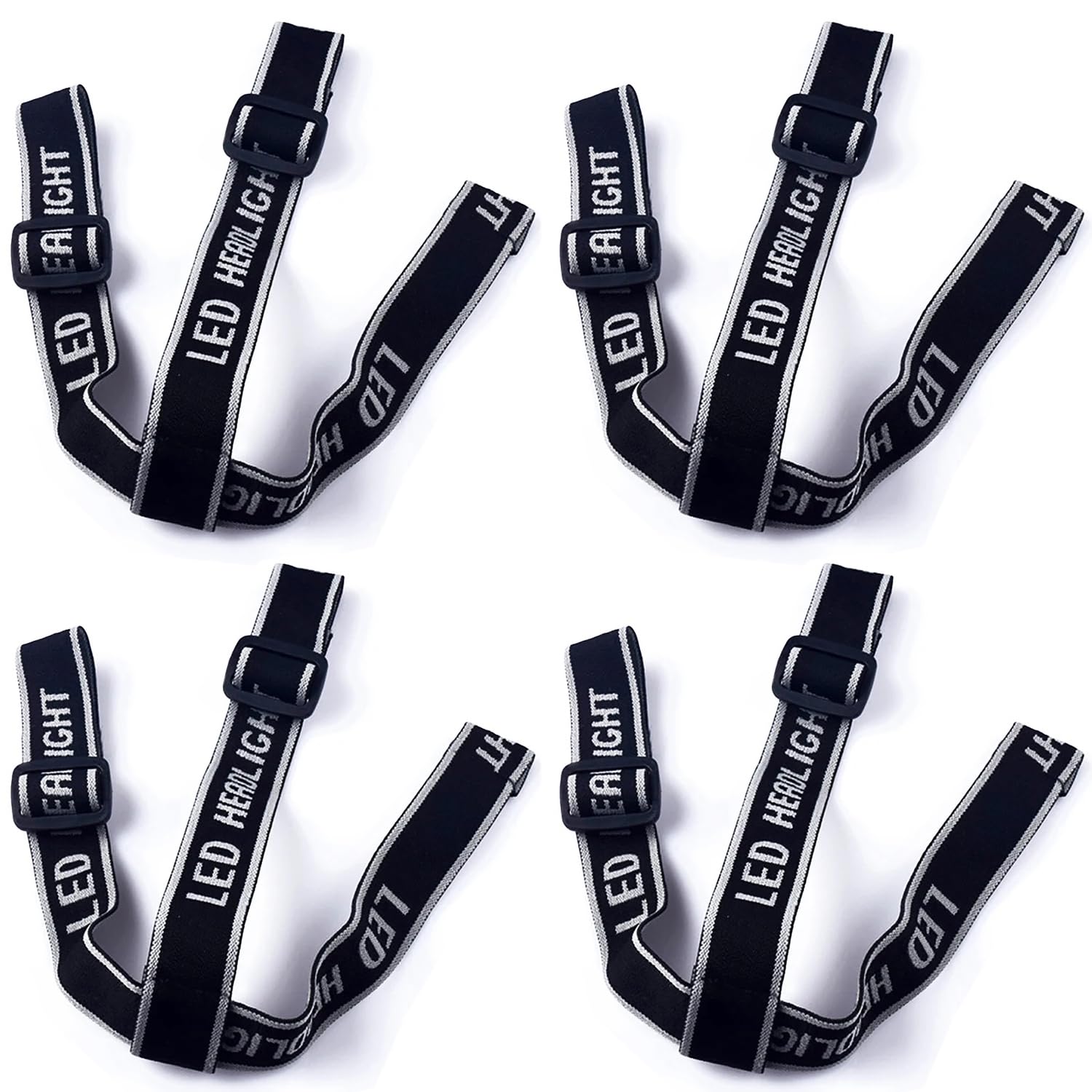 RecDec 4 Pack Headlamp Strap Replacement Headband Head Lamp Elastic Head Band Belt for LED Headlamps Flashlight Rechargeable Hands-Free Headlight Bike Front Light