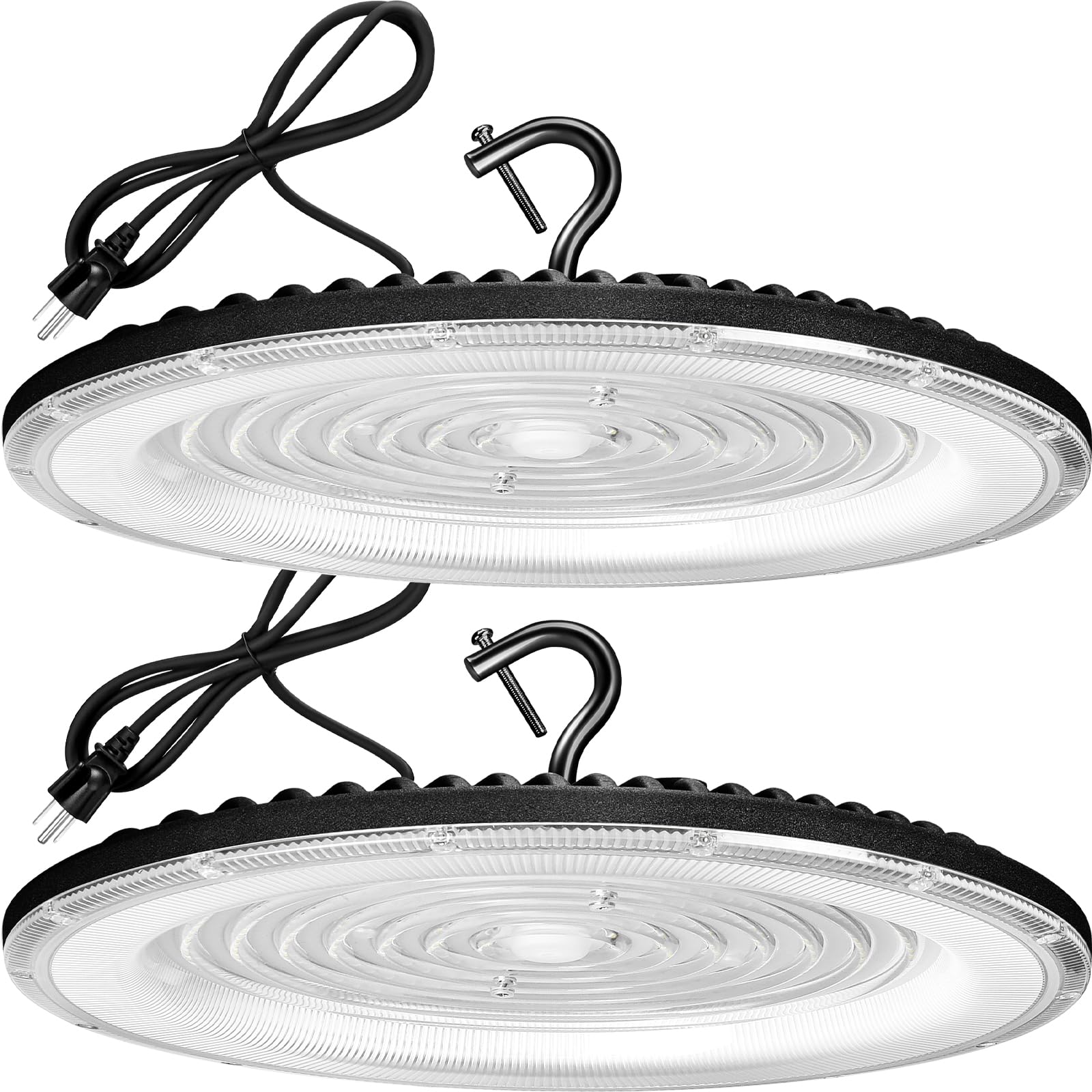 Yanycn 2 Pack 600W Ufo Led High Bay Lights 120Vac Ip66 Waterproof 92000Lm 5000K Daylight  2750W Mh/Hps With Plug Commercial Bay Lighting For Barn Gym Factory Warehouse Shop Workshop Gym