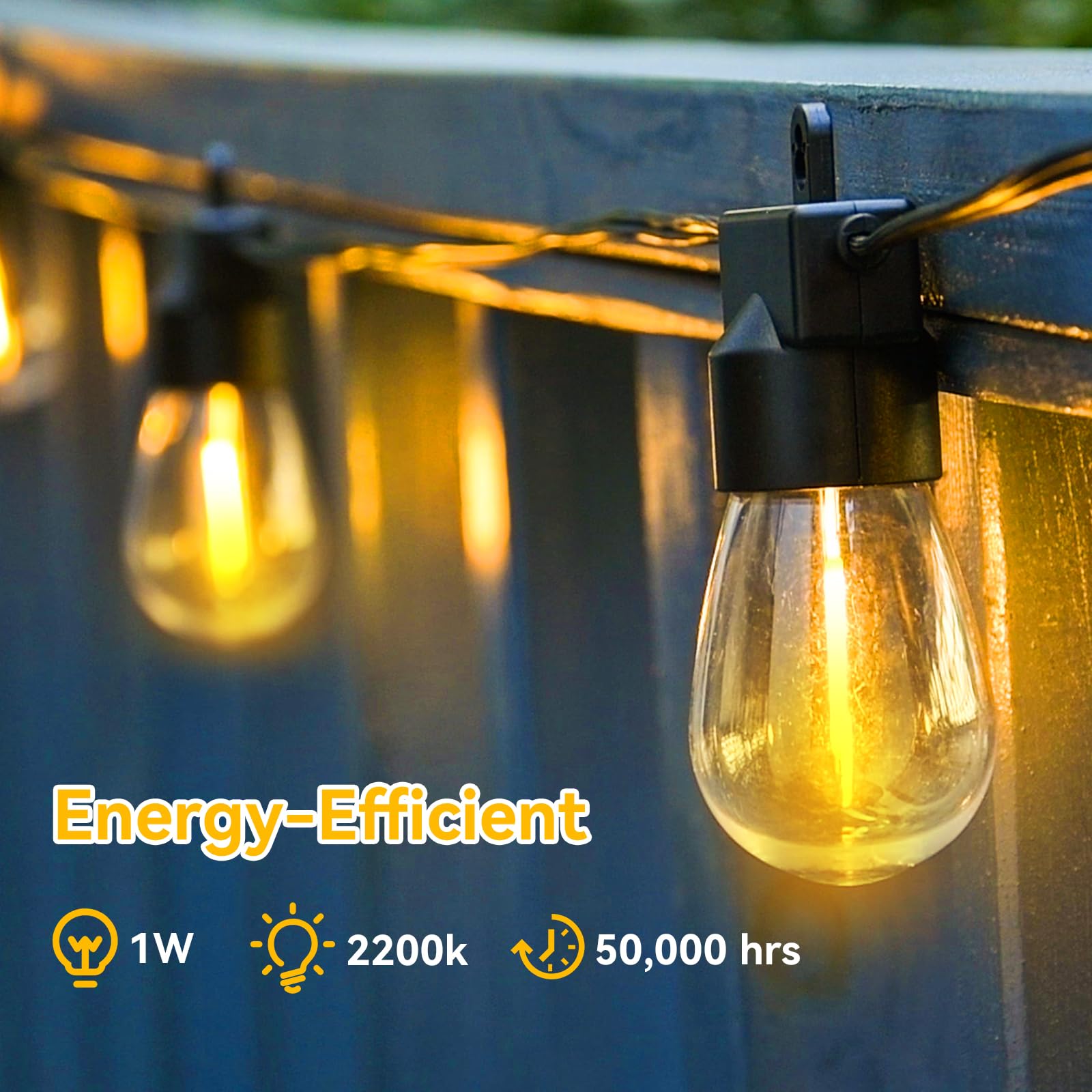 Aialun 96Ft(48Ftx2) Led Outdoor String Lights Outside Patio Yard Lighting Waterproof Hanging Warm Glow 2200K Shatterproof Edison