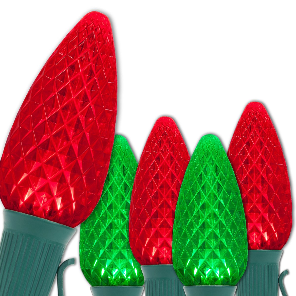 Wintergreen Lighting C9 OptiCore Red & Green LED Commercial Outdoor Christmas Lights - Heavy Duty Christmas String Lights; Green
