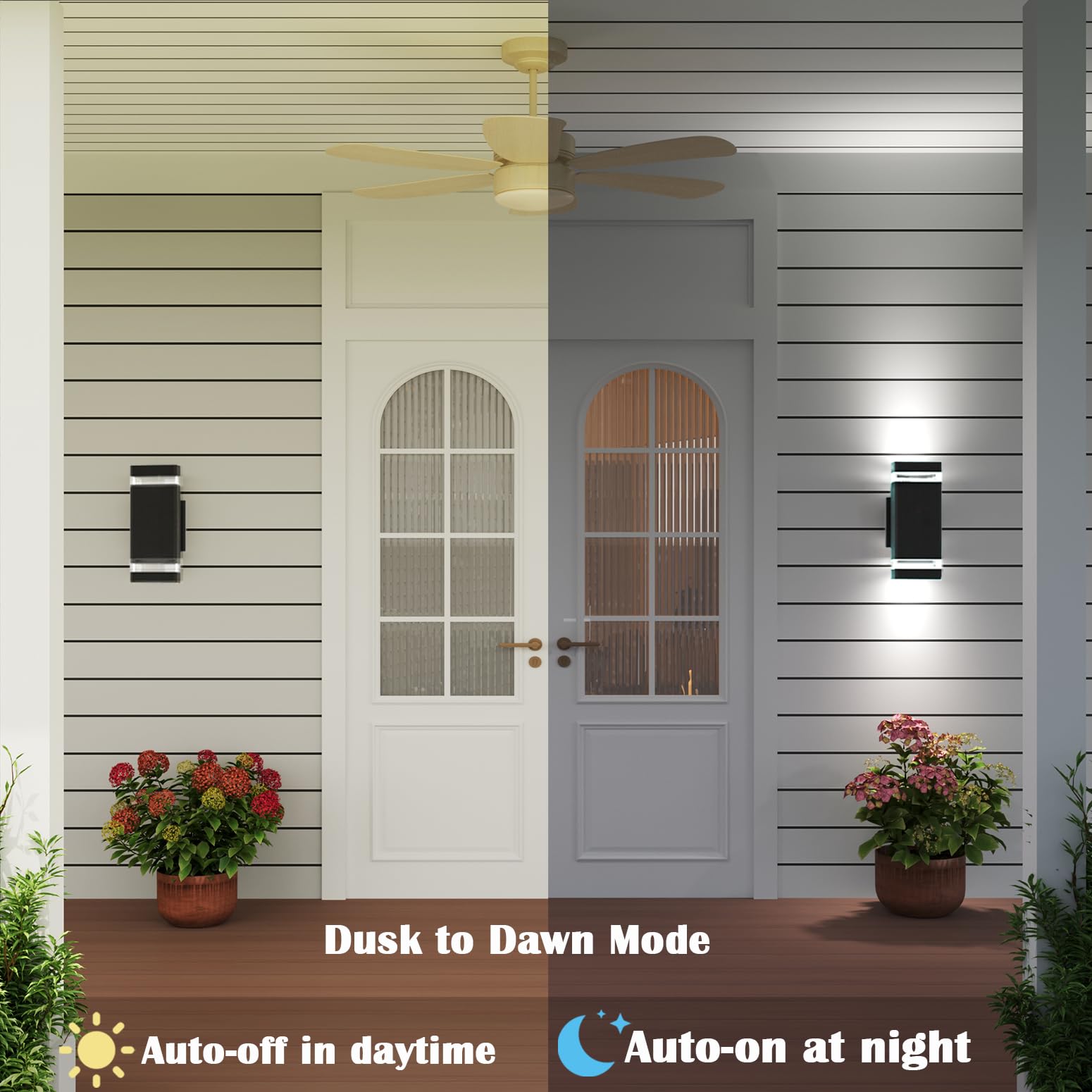 rosykite Motion Sensor Outdoor Wall Lights, 3 Pack Waterproof Aluminum, Dusk to Dawn, 5000K Daylight, Model ROS41047-PIR-3