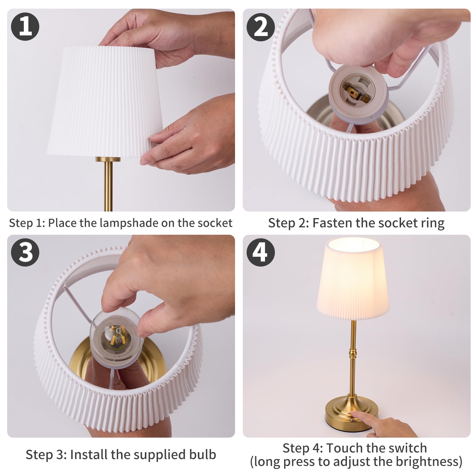 Hapygi Portable Metal Cordless Table Lamp,Built-In 5200Mah Rechargeable Battery, Dimmable Touch Small Bed Side Desk Lamp,Restaur