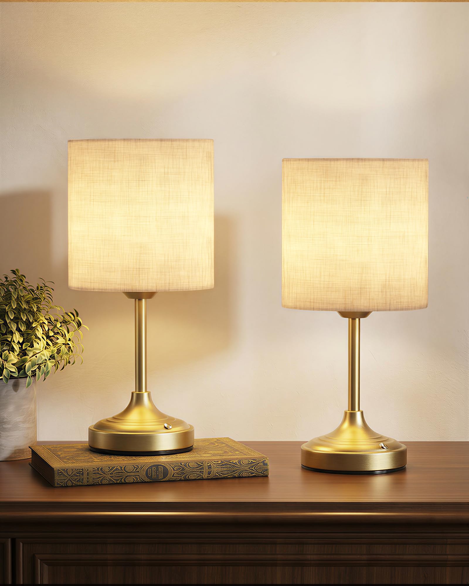 Wireless Lamp  2-Pack  8000mAh  Dimmable  Ambient Light  2700K  Touch Control  Portable  Small  LED  Rechargeable Table  Rechargeable  Cordless  Desk Lamp  Kitchen Lamp  Fabric Shade  for Dining Room