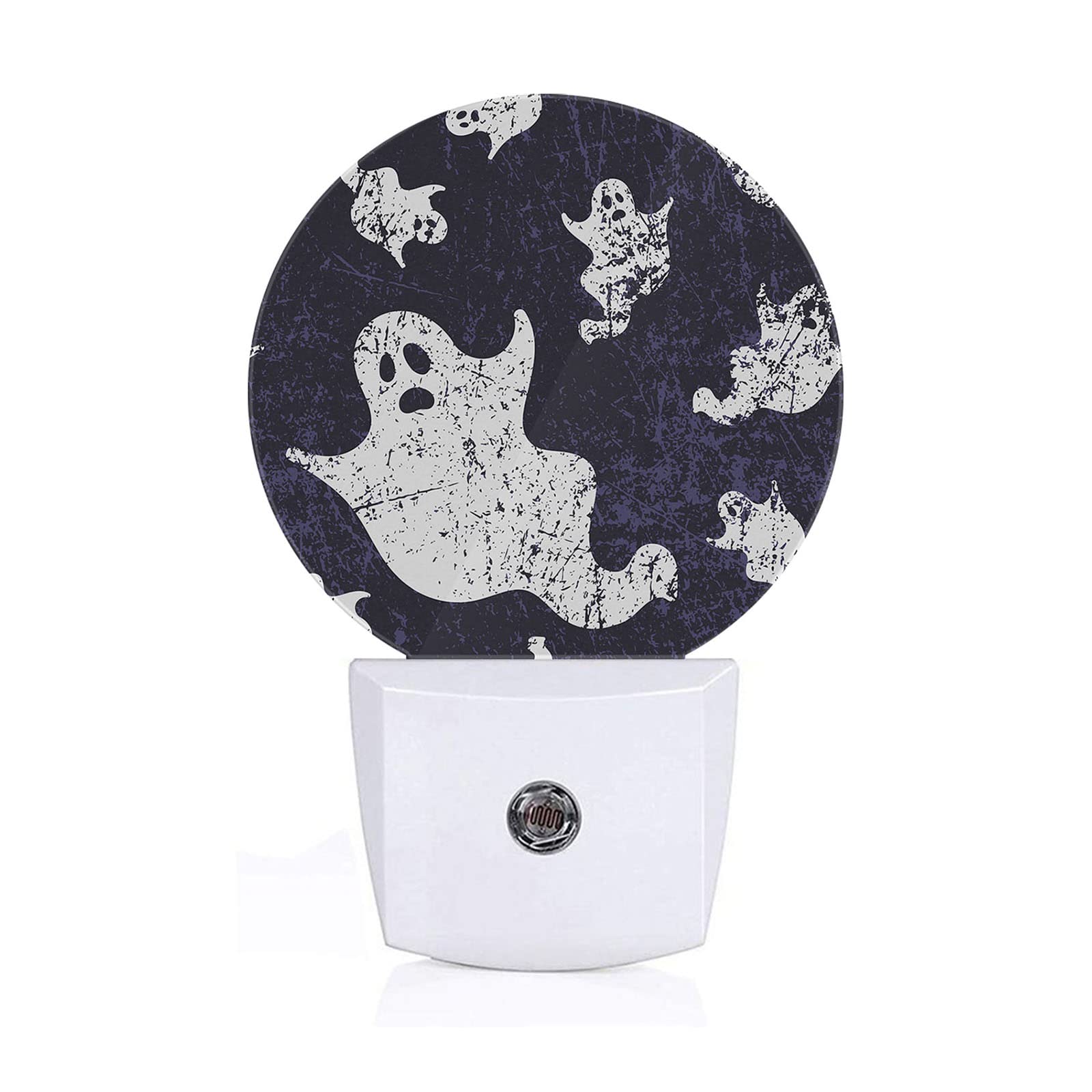 Axayaz Ghost Night Light Plug Into Wall Halloween Scary Skull Ghosts Spirit In Vintage Doodle Purple White Auto Sensor Led Dusk To Dawn Light For Bedroom Staircase