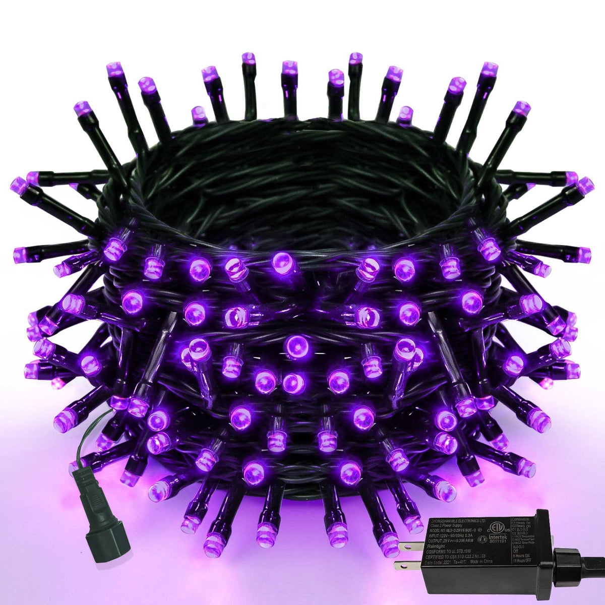 Yiqu Purple 82Ft 200 Led Extendable Halloween Lights For Outdoor/Indoor, 8 Lighting Modes Plug In String Lights For Halloween De