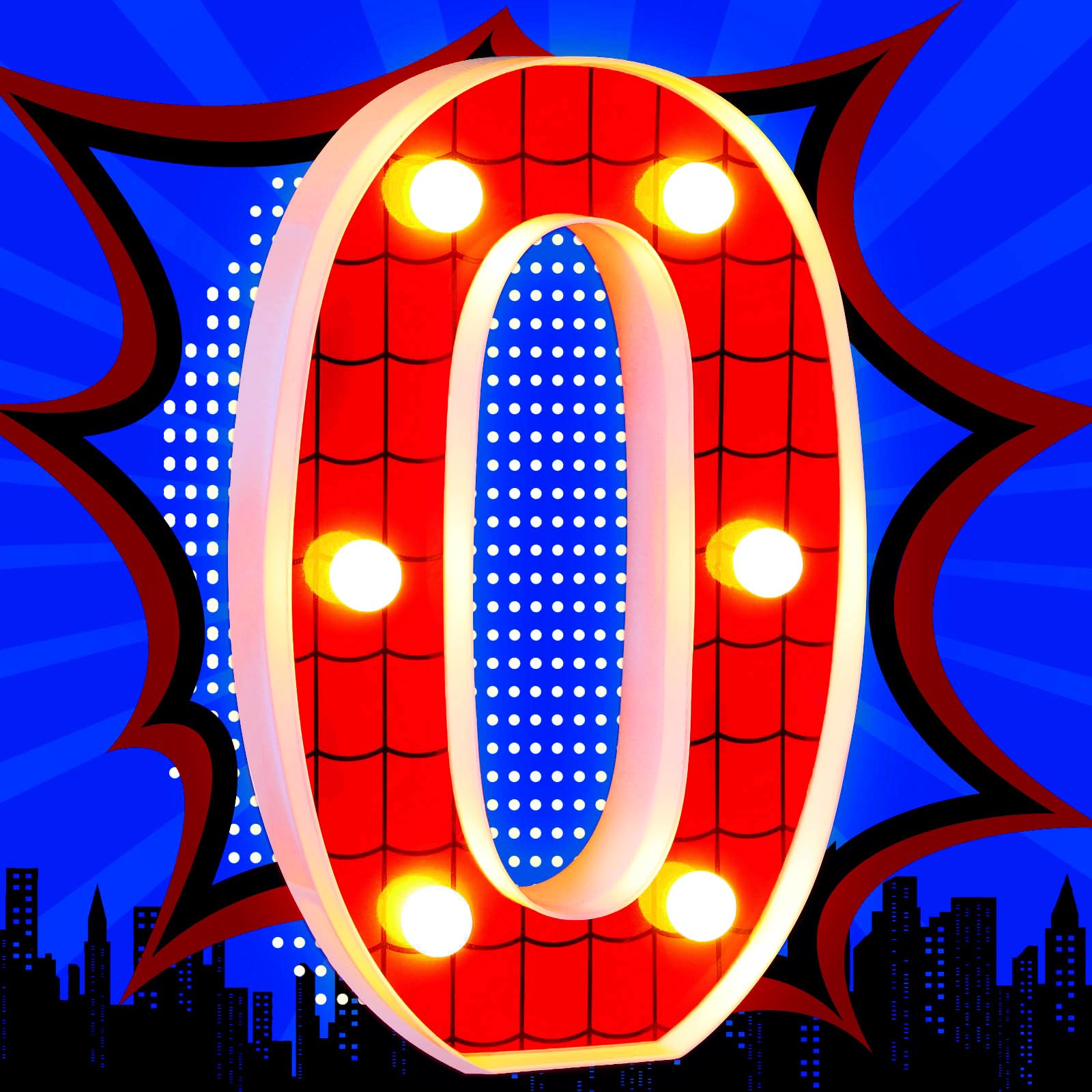 Vihose Spider Led Number Lights Spider Birthday Party Decoration Light Up Numbers Kids Boy Man Birthday Supplies For Marquee Night Christmas Gift Baby Shower(Number 0)