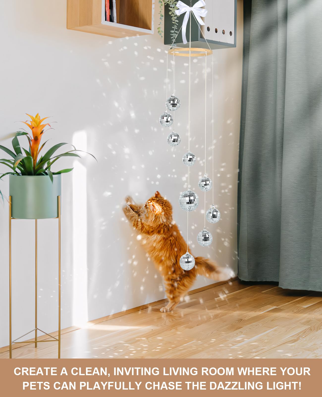 AceList Disco Ball Decor Sun Catcher Spiral Spinner 35 Inch Handmade, Indoor Use, Model GZ-HM021SV-FBA, Color Spiral