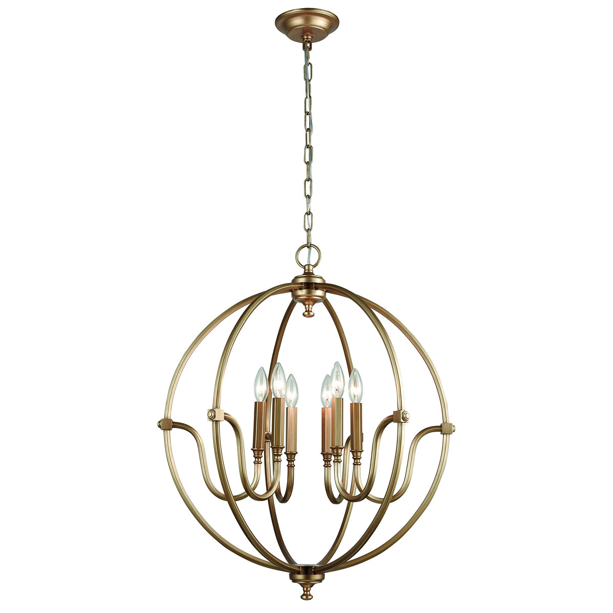 Elk Home Stanton 25'' Wide 6-Light Chandelier In Matte Gold, Metal, Elegant Lighting Fixture