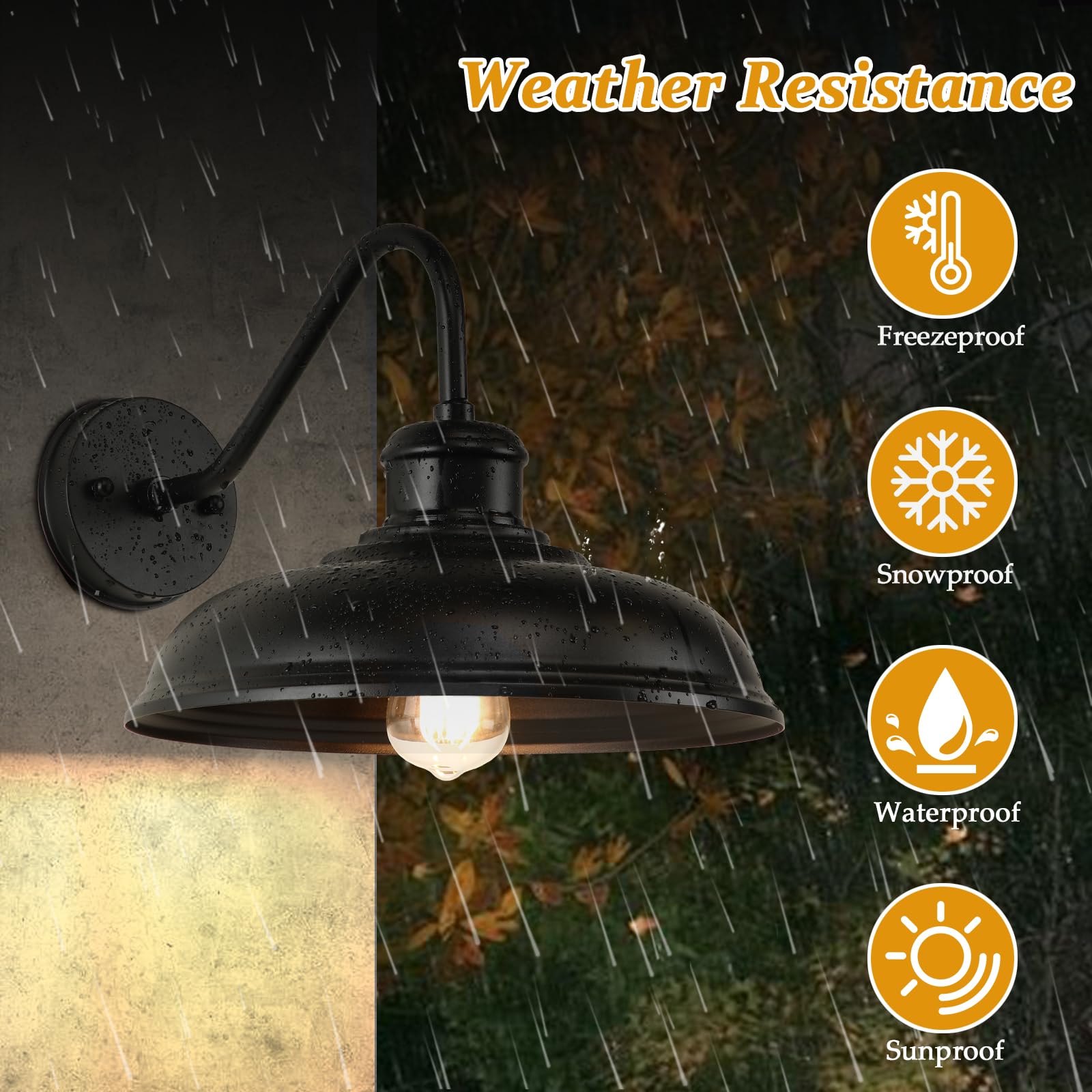 17.25    Outdoor Wall Light Fixtures 2-Pack, Farmhouse Black Barn Lights, Gooseneck Exterior Lighting Fixtures Wall Mounted, Por