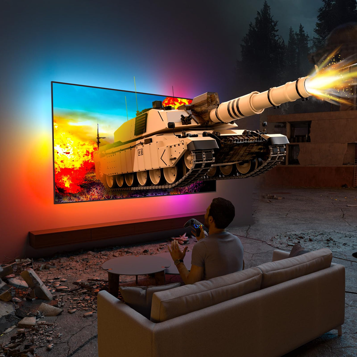 Lytmi Fantasy 3 TV Backlight Kit HDMI 2.1 with Sync Box Wi-Fi for 55~60 inch 8K 60Hz Color Lights Compatible Alexa & Google Assi