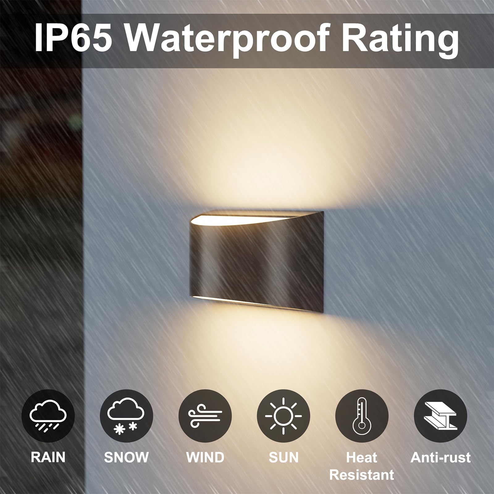 Sobrovo Modern Black Wall Sconce - 10W Waterproof Led Light For Indoor & Outdoor Use