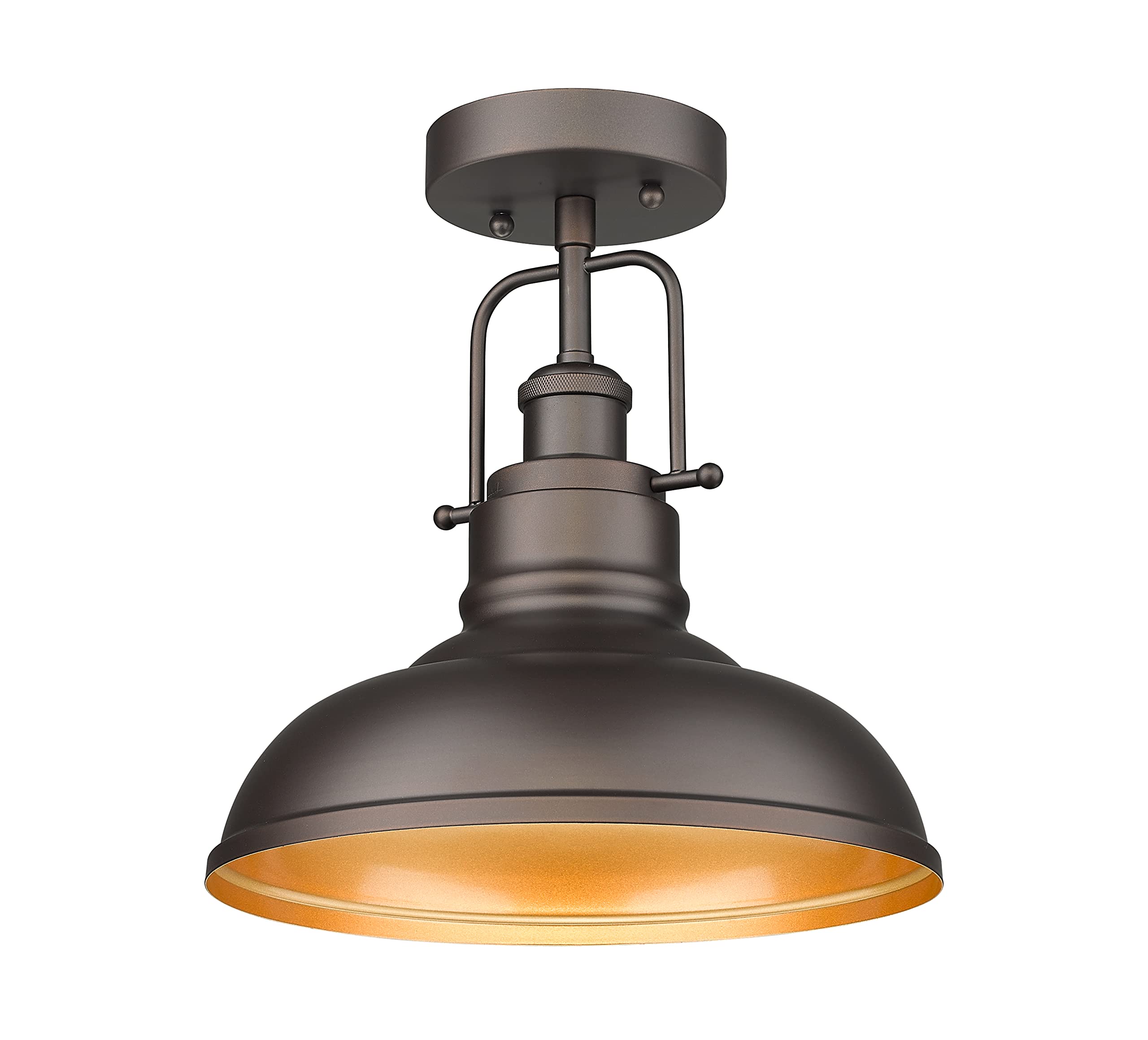 Zeyu Farmhouse Semi Flush Mount Light Fixture, 11 Inch Industrial Ceiling Light Fixture For Indoor Outdoor, Oil Rubbed Bronze Fi