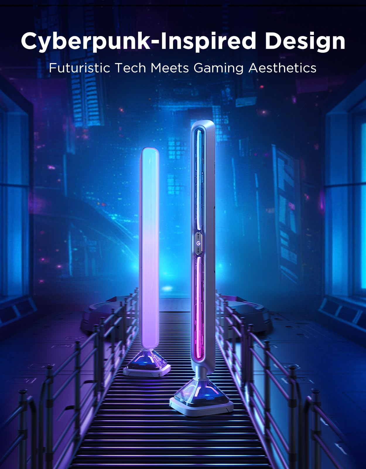 Govee Gaming Light Bars Pro - 16" Smart RGBIC LED Lights, Wi-Fi, Music Sync, Works with Alexa/Google Home, Gray, Model H6048