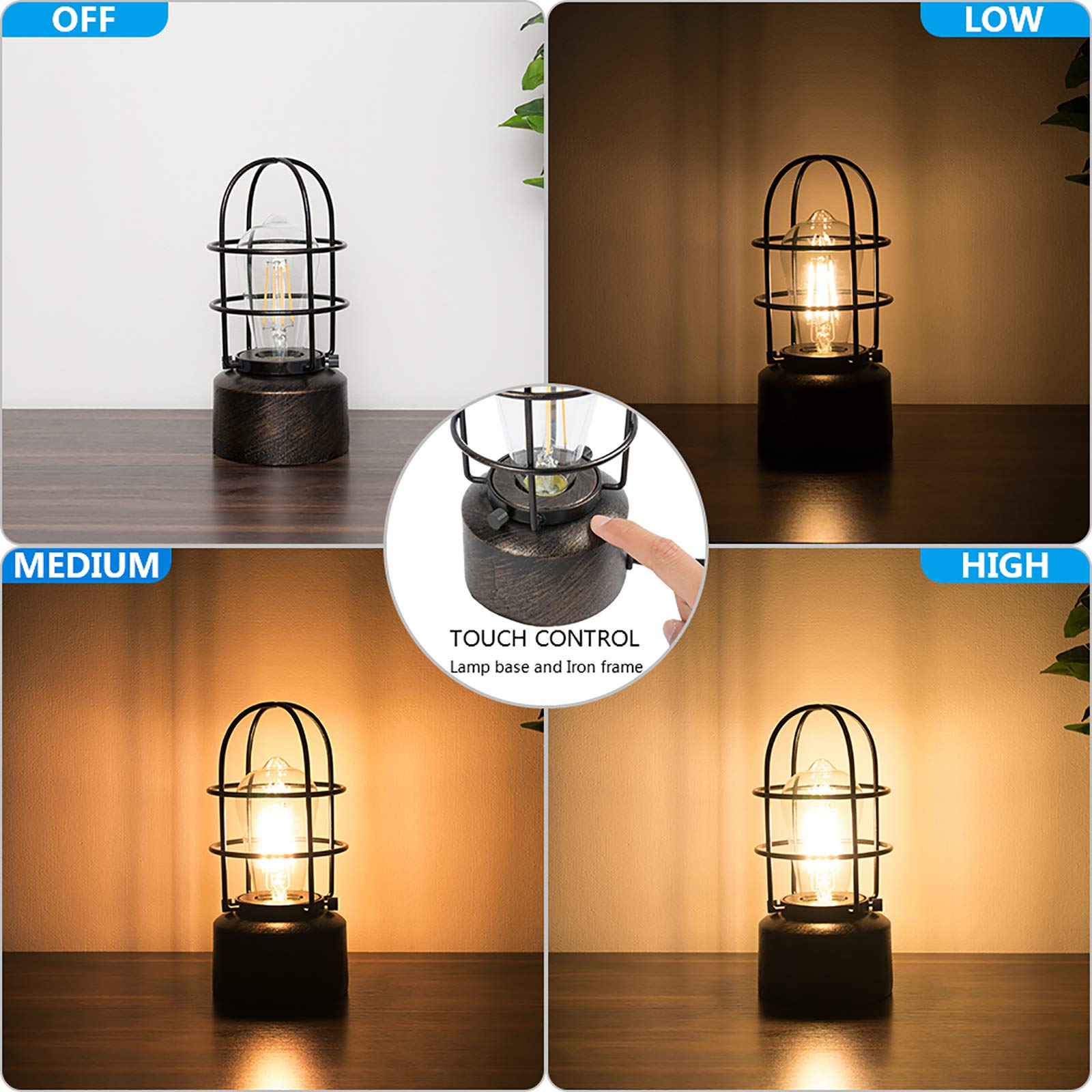 Haian ?????????? ?????????? ???????? ?????????? ???????? For Small Spaces - 3 Way Dimmable Industrial Bedside Lamp - Steampunk A