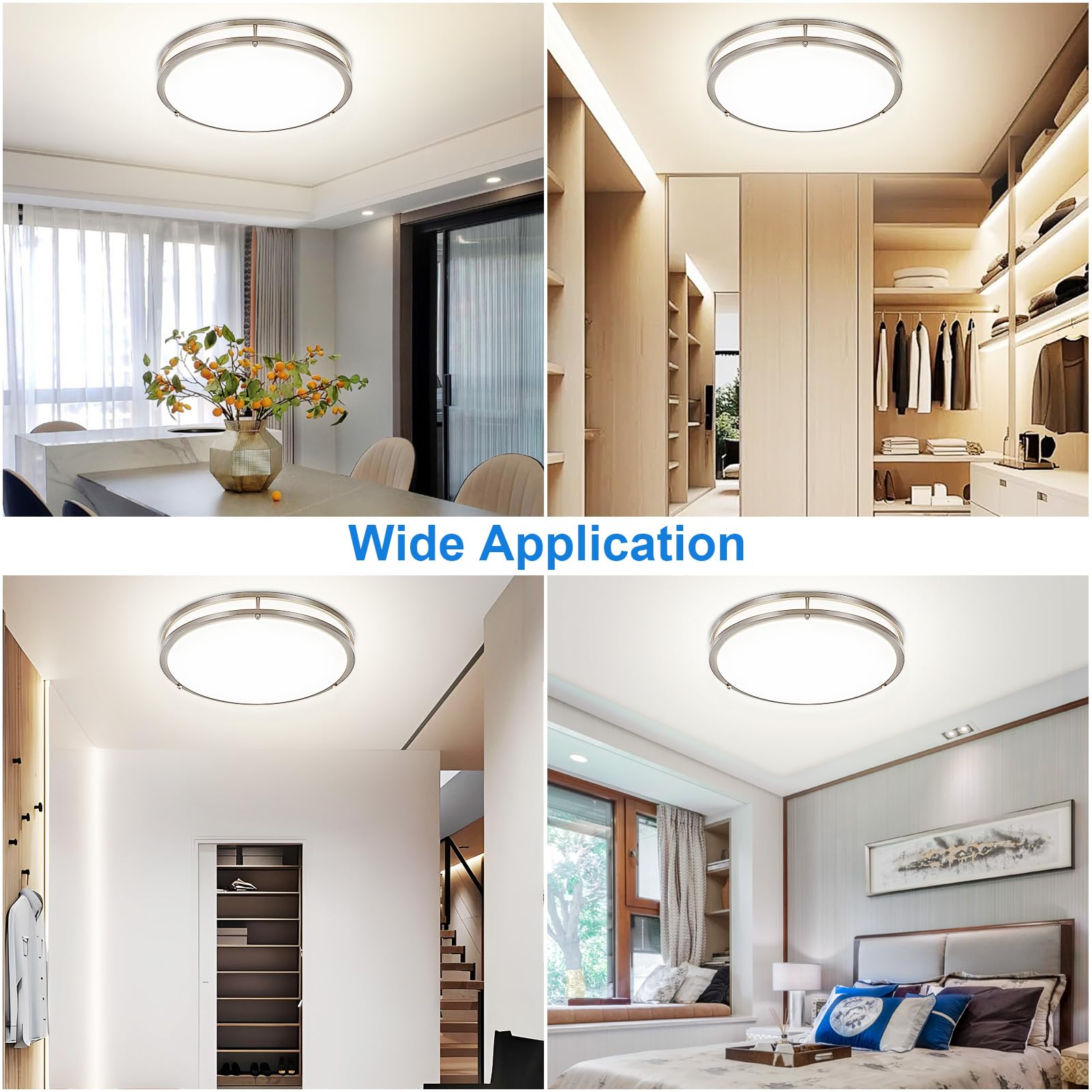 Dllt Flush Mount Led Ceiling Light: 16 Inch 5Cct (3000K-6000K) & Dimmable Ceiling Light Fixtures For Bedroom Hallway - 36W Modern Brushed Nickel Super Bright Kitchen Lighting Fixtures Ceiling