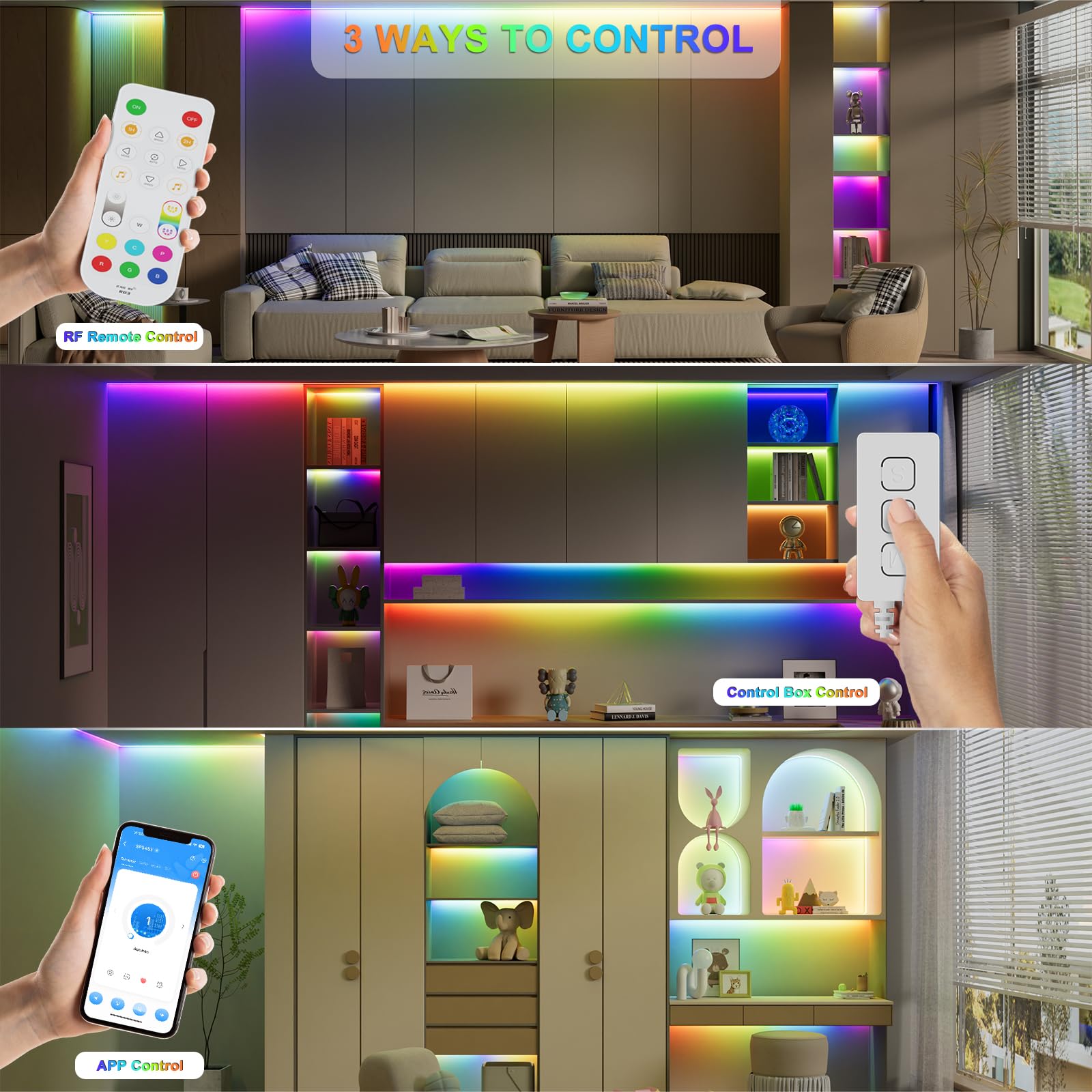 PAUTIX RGB Smart IC COB LED Strip Lights, 6.56ft Addressable Multicolor, Alexa/Google Assistant Compatible, Model SRGB720F012W24-COB-2M