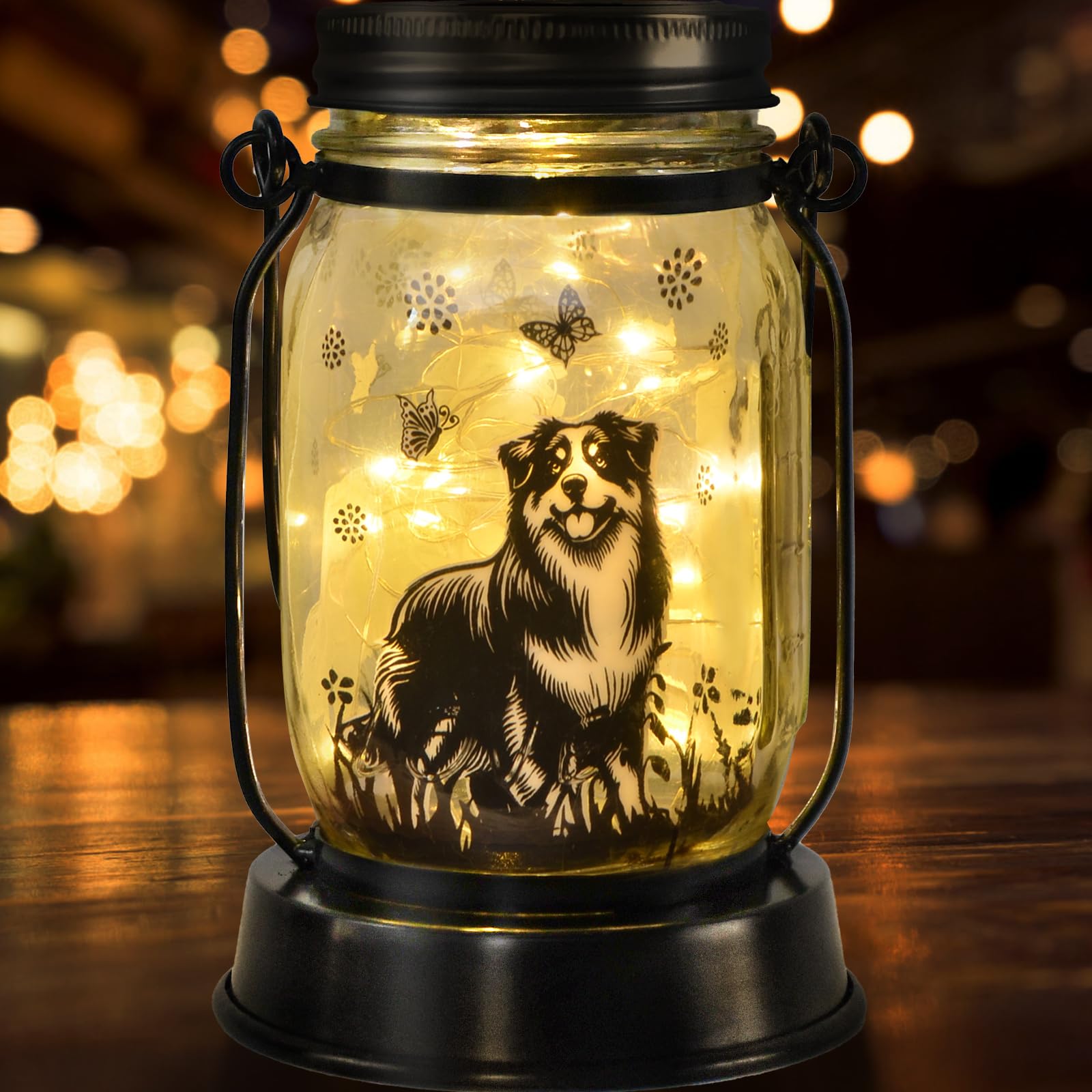 Border Collie Gifts For Women/Men Border Collie Solar Lanterns Dog Mom Birthday, Dog Lovers Lantern, Pet Loss Pet Memorial Light