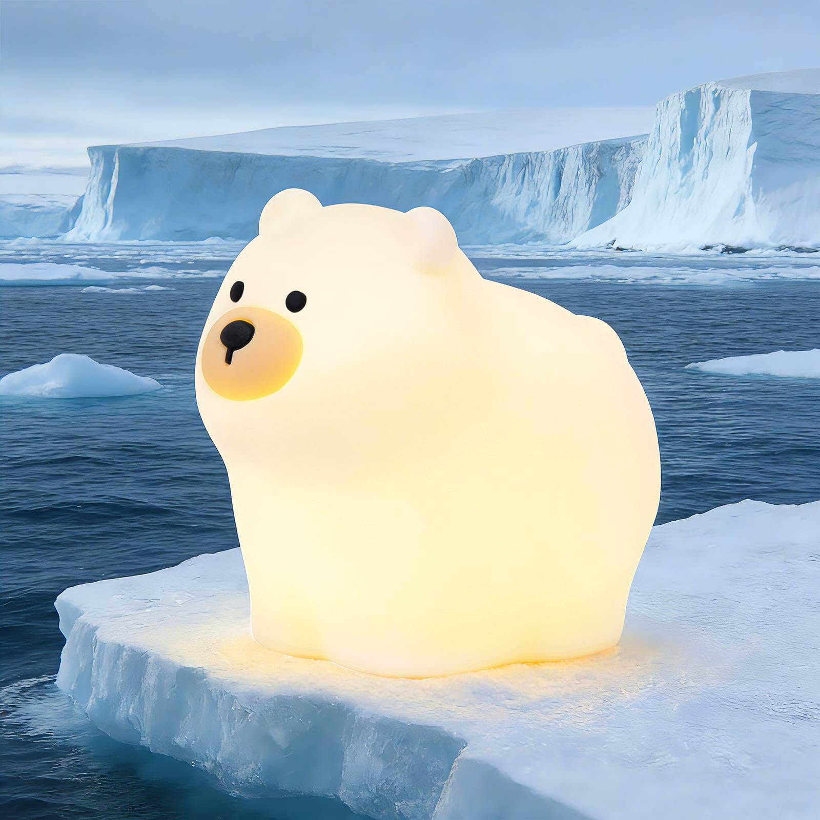 Squishy Polar Bear Night Light with RGB Mode Cute Polar Bear Light 3 Brightness Adjustable Nursery Breastfeeding Nightlight Rech