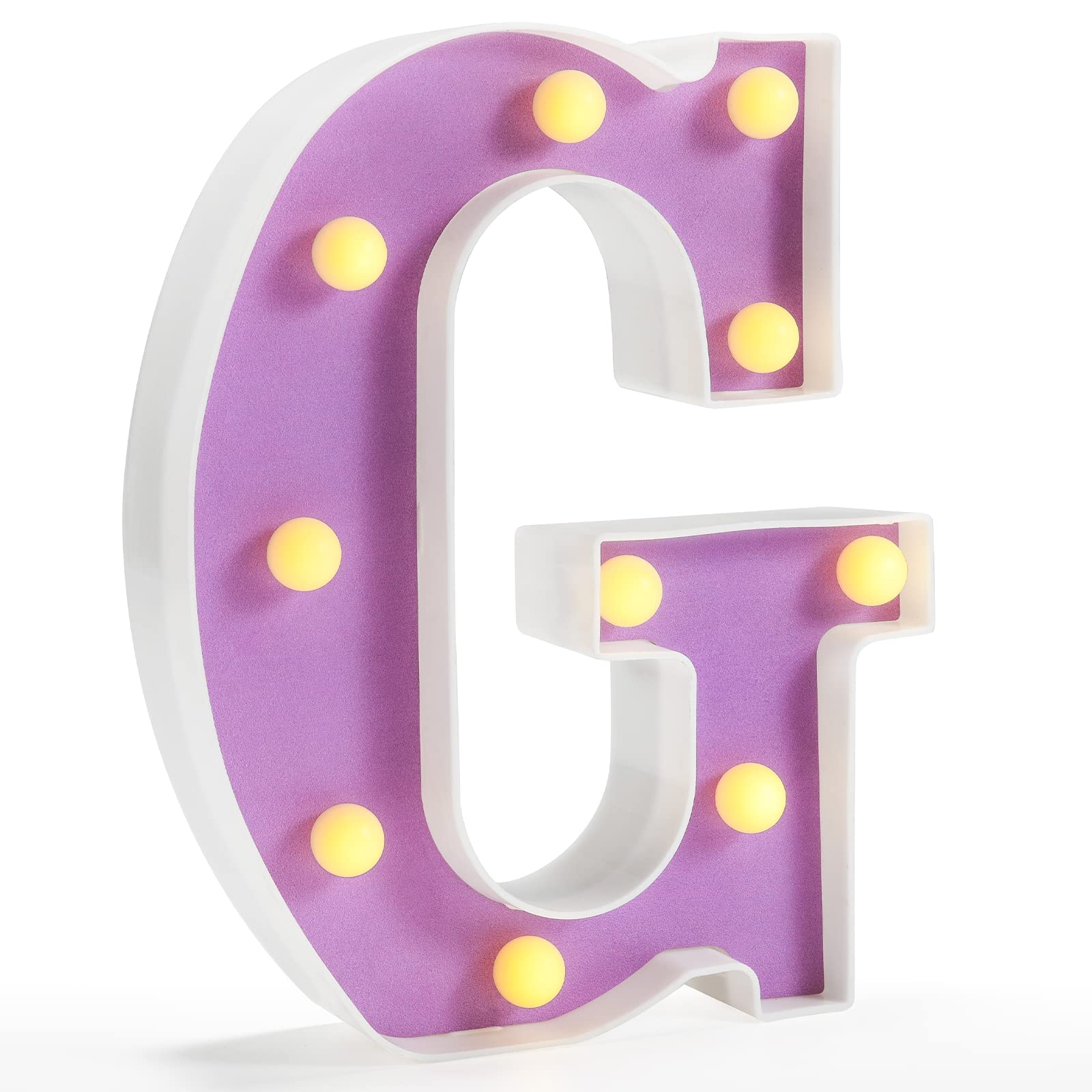 Pooqla LED Marquee Letter Lights - Light Up Alphabet Sign, Purple G for Party, Wedding, Christmas, Home Bar Decoration