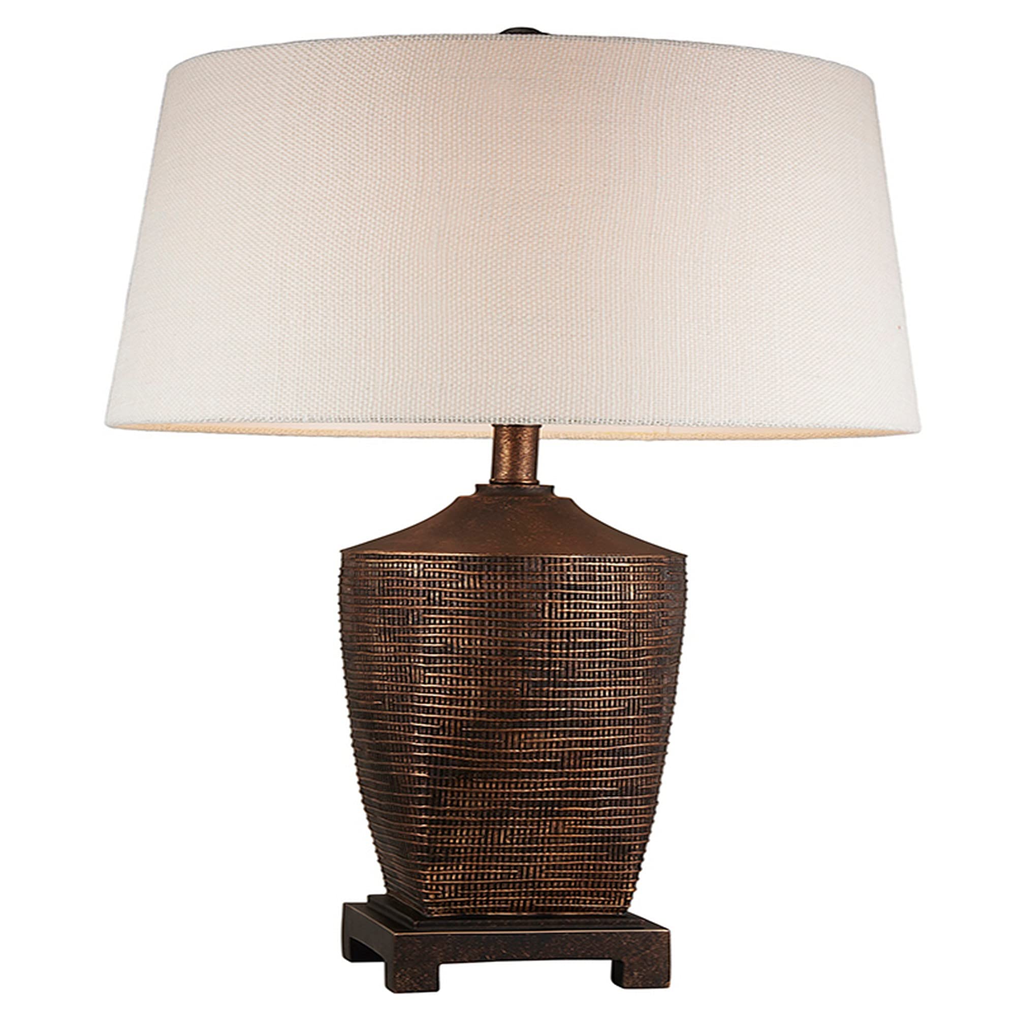 Benzara Table Lamp - Polyresin Urn Shape Base, Brown, Model BM240304, Metal & Fabric