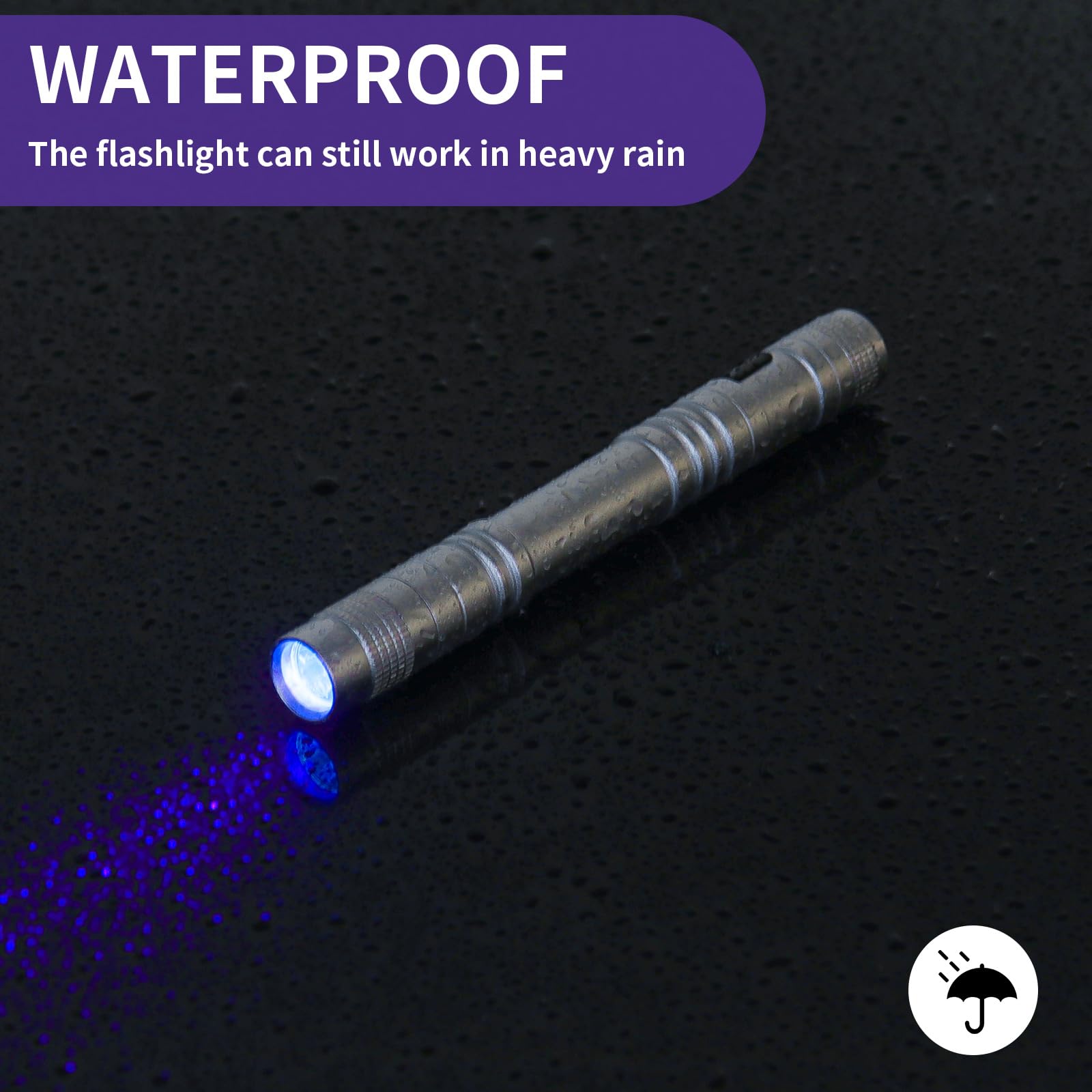 COSOOS UV Flashlight 2 Pack, 395nm Mini Pen Light, Waterproof, Silver, Ideal for Pet Urine Detection and Scorpion Finding