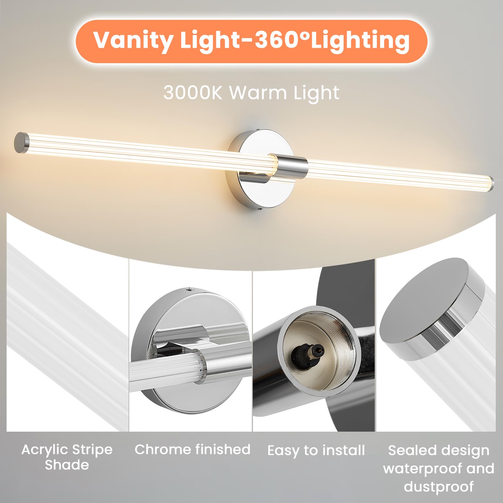 Bathroom Vanity Lights 39 Inch Long Bathroom Light Fixtures Over Mirror Dimmable Led 360 Full Lighting Vanity Light Bar Modern W