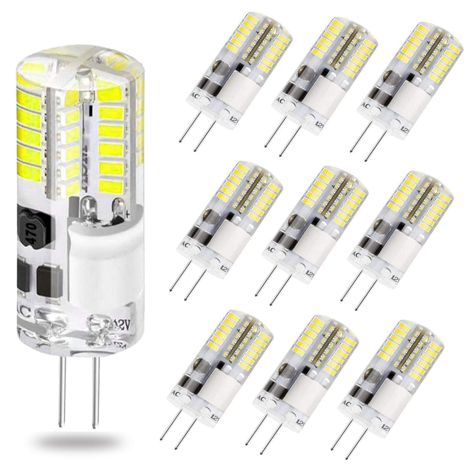 Dopkuss G4 3W Led Bulb, 30W T3 Halogen Bulb Equivalent, Ac/Dc 12V Daylight White 6000K, Non-Dimmable Bi-Pin Led Bulb For Home La