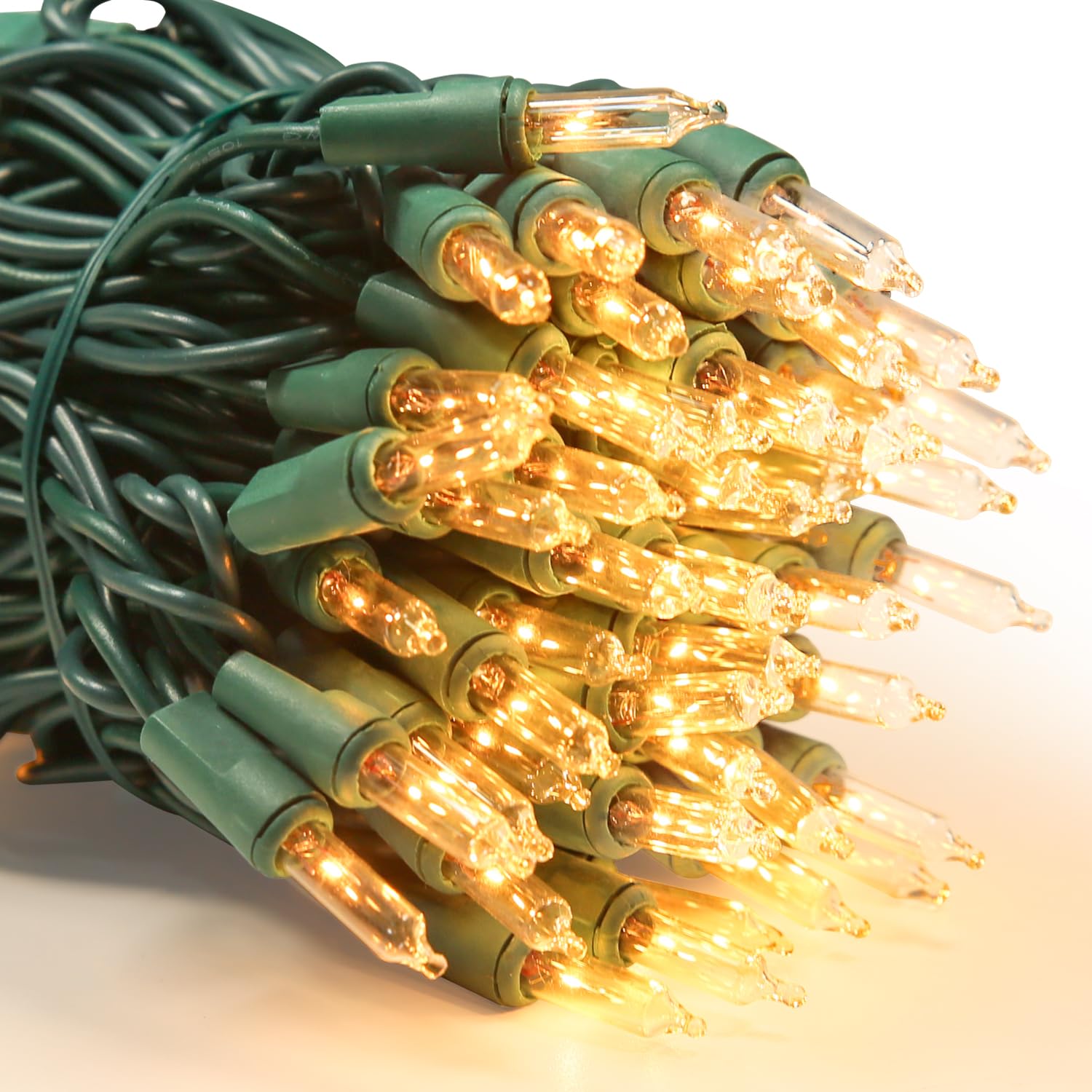 LIDORE Super Bright Clear Mini Christmas Tree String Lights, Gift for Decoration, 21.45FT 100 Count Bulbs with Green Cord, UL Listed Indoor Outdoor Lighting for Holiday (Green Cable, 1-Pack)