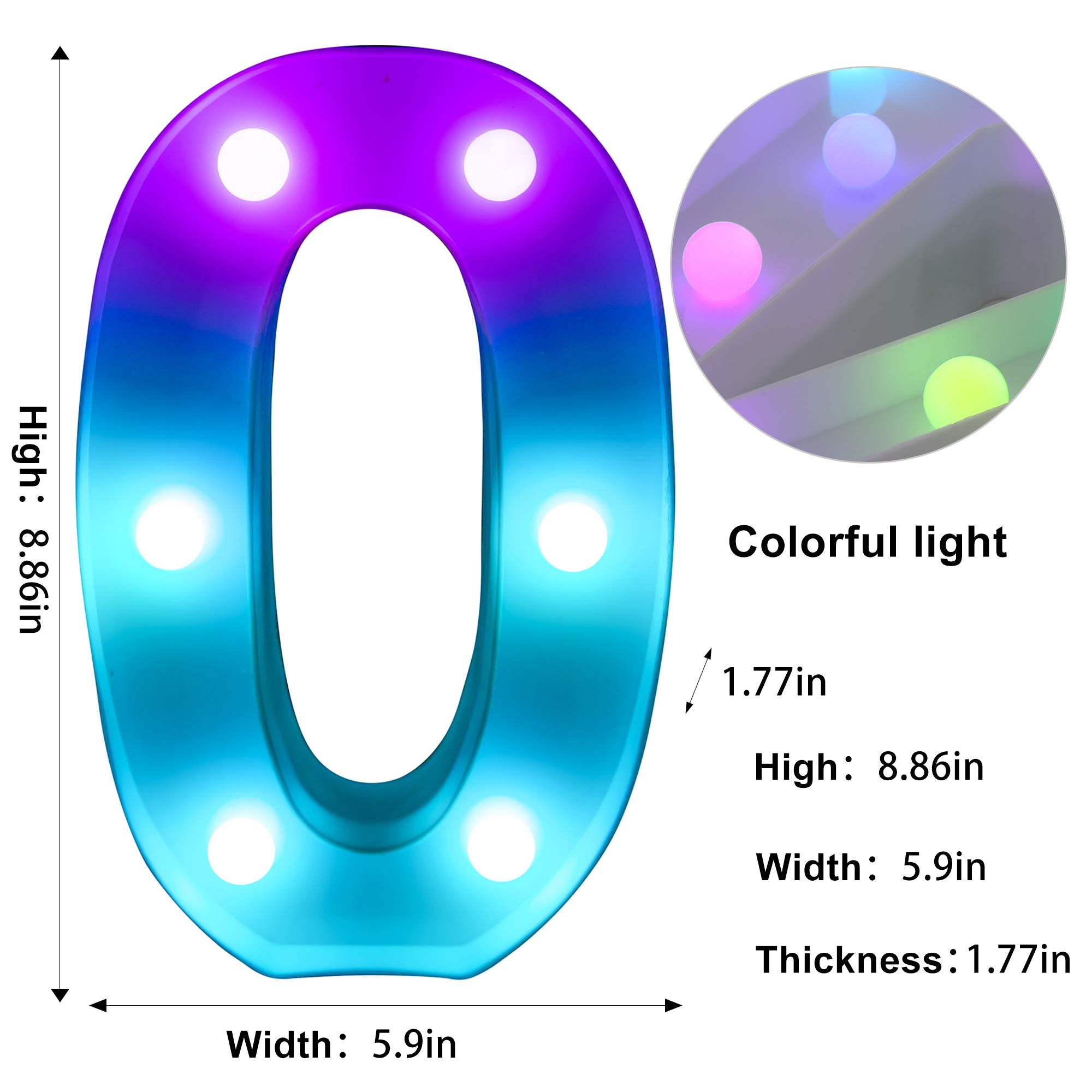 Foaky Colorful Led Number Lights With Remote,Marquee Light Up Number Sign For Night Light Wedding/Birthday Party Battery Powered Christmas Lamp Home Bar Decoration (0)