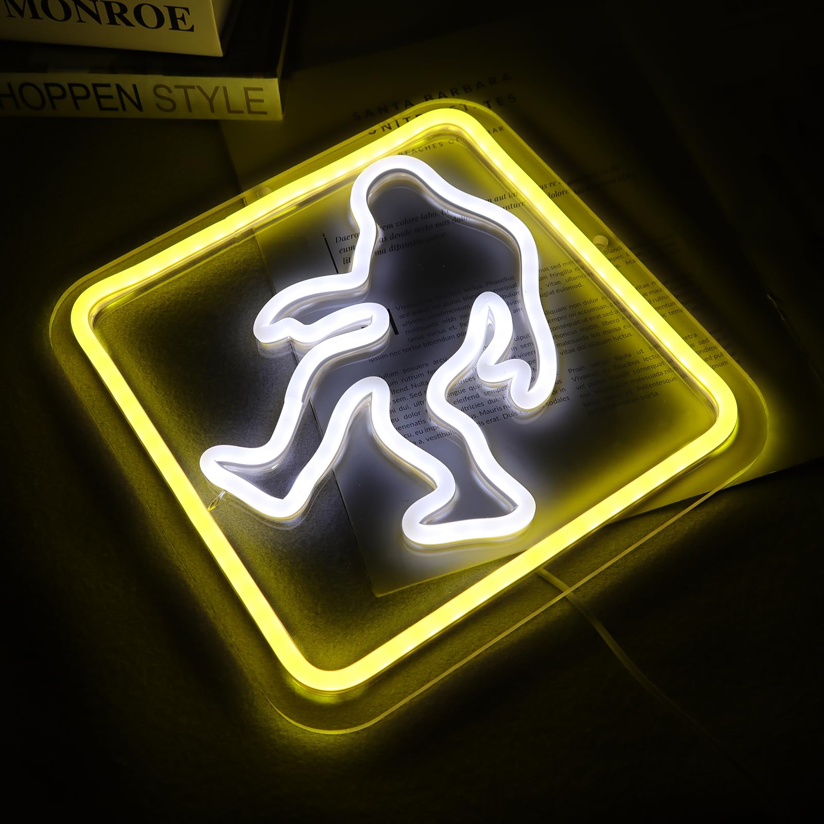 Pinlangdou Bigfoot Neon Sign, Orange LED Light for Bedroom, Hallway, Garage, 12.2x12.2 in, Kids Room Decor, Birthday Gift