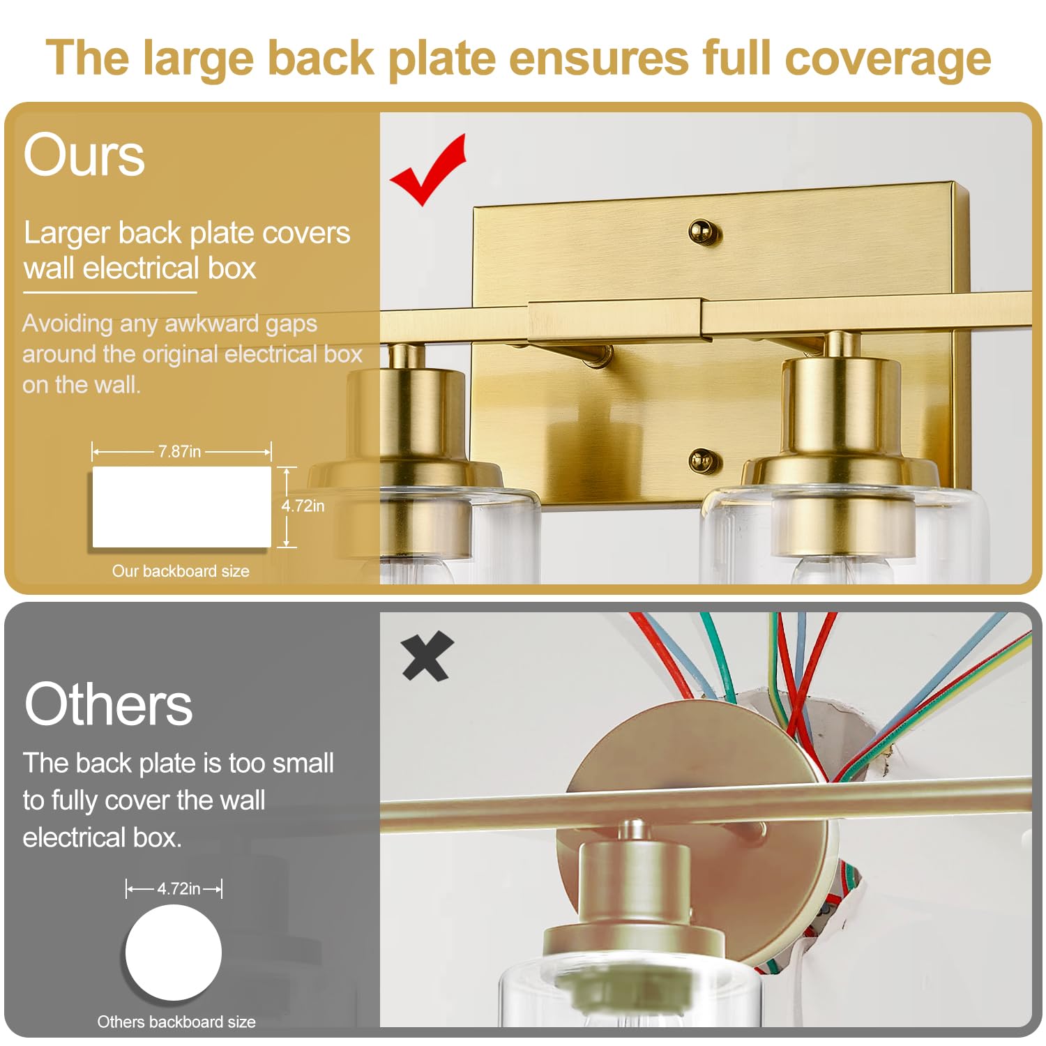 Indoi 4-Light Vanity Lights With Clear Glass Shades, Brushed Gold Bathroom Light Fixtures Over Mirror, Modern Bathroom Wall Lamp