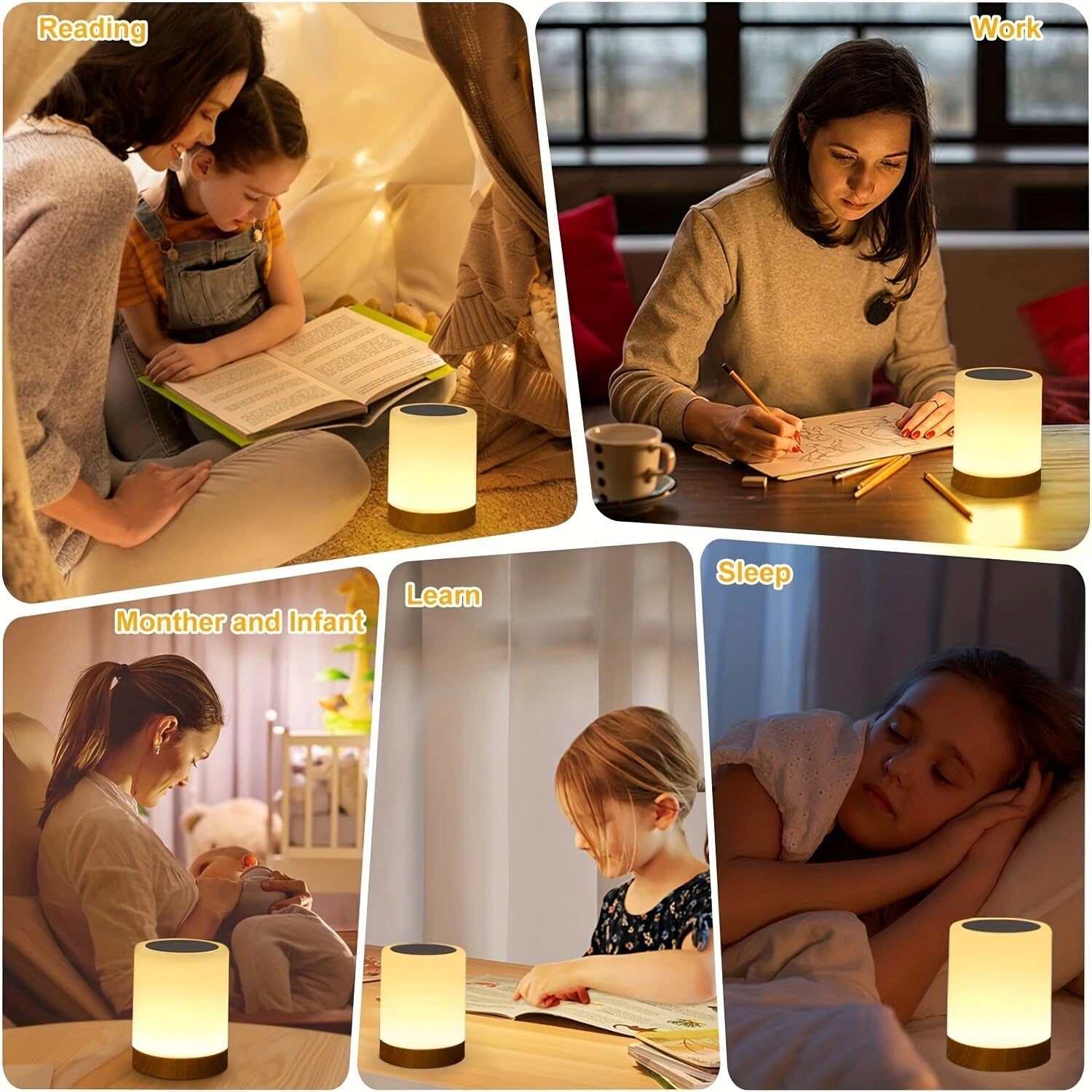 Night Light,Led Touch Bedside Table Lamp,Touch Lamp For Bedrooms Living Room Portable Table Bedside Lamps With Rechargeable Inte