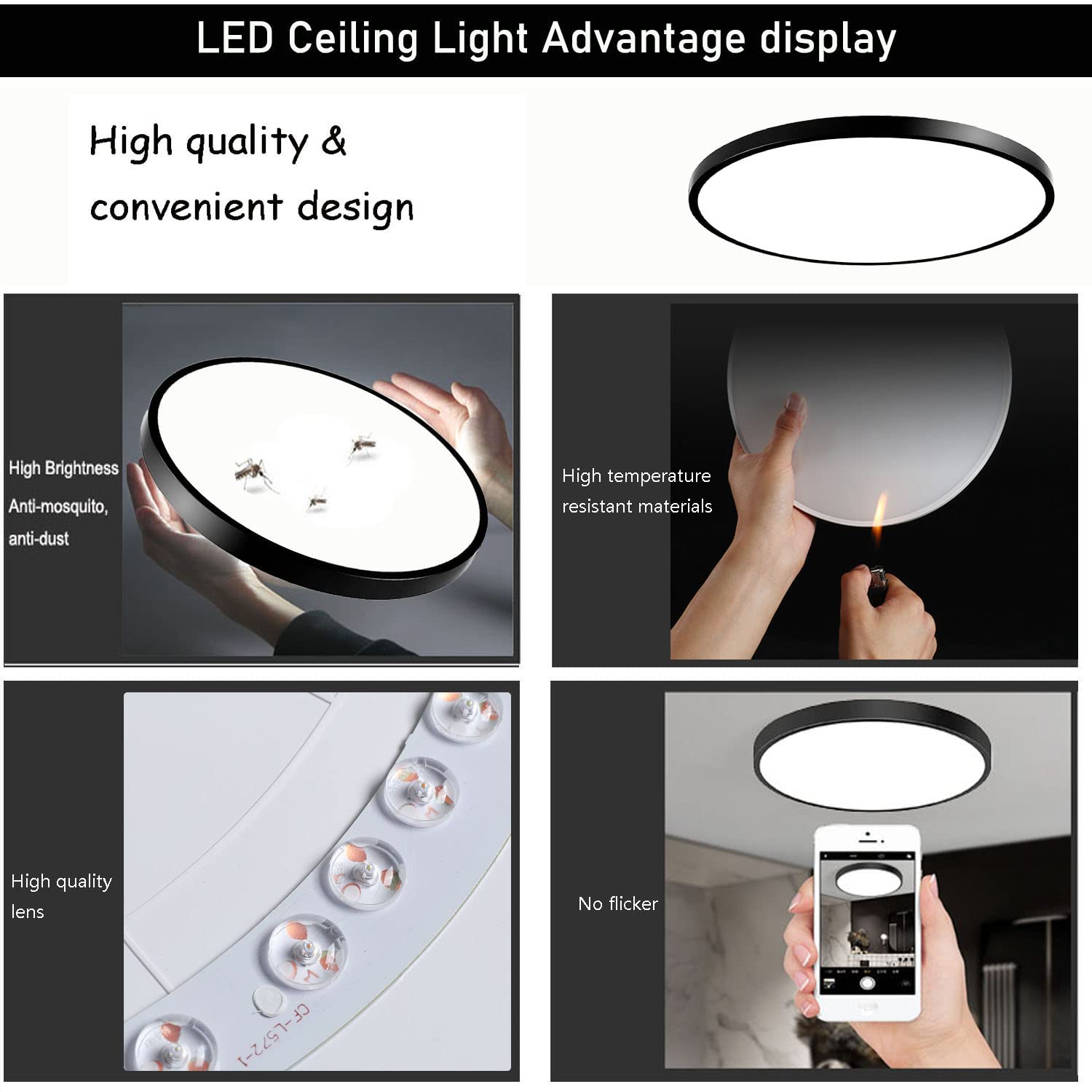 4Pack 12Inch 3200Lm Led Flush Mount Ceiling Light,28W White 6000K,120V Slim Surface Mount Ceiling Light Fixture For Kitchen Bedr