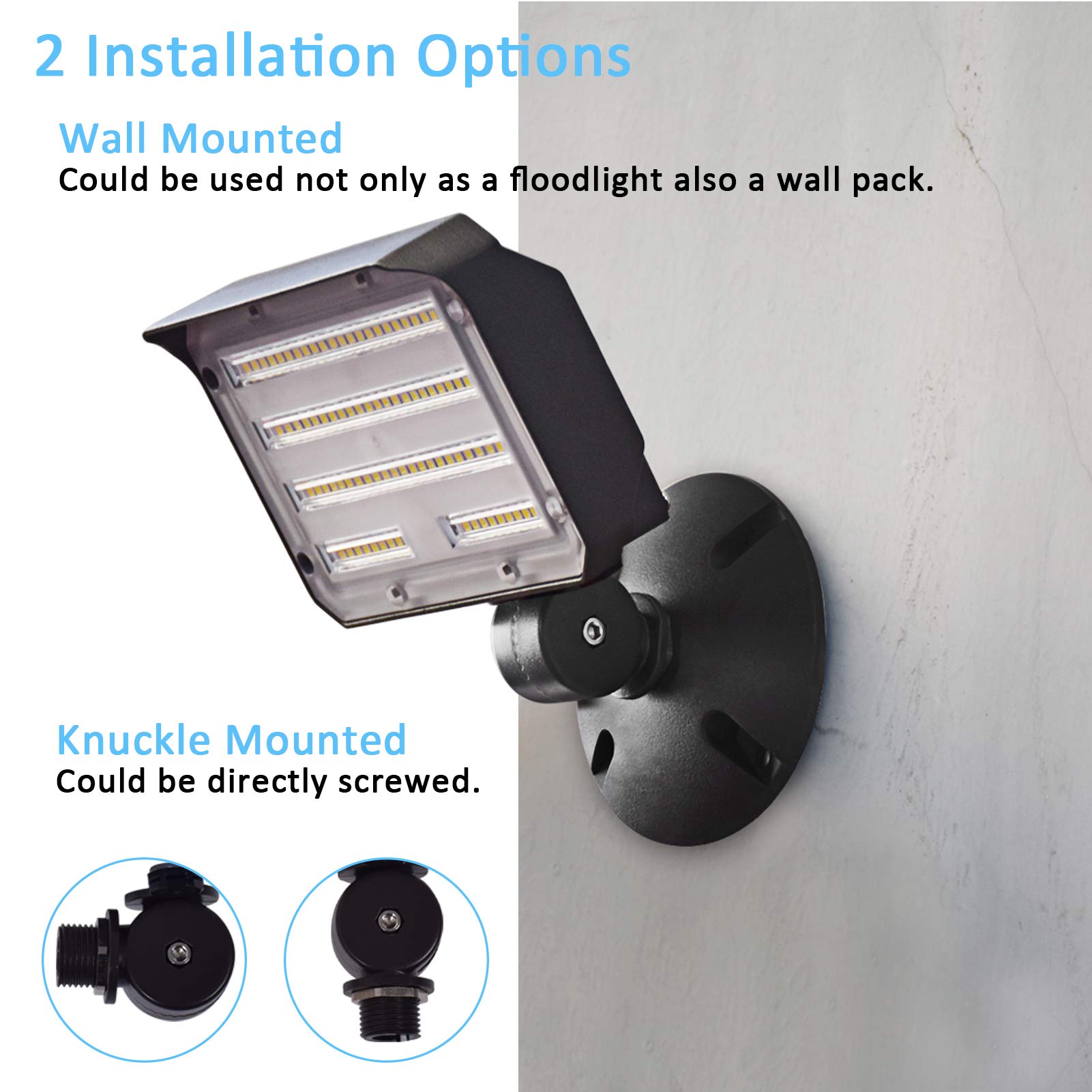 Szgmjia 30W Led Flood Light With Knuckle, Outdoor Security Fixture Light With Dusk-To-Dawn Photocell 5000K 4,050Lm(200W Equivalent) Waterproof With Base Ac100-277V For Wall Mount Entrance Garden Yard