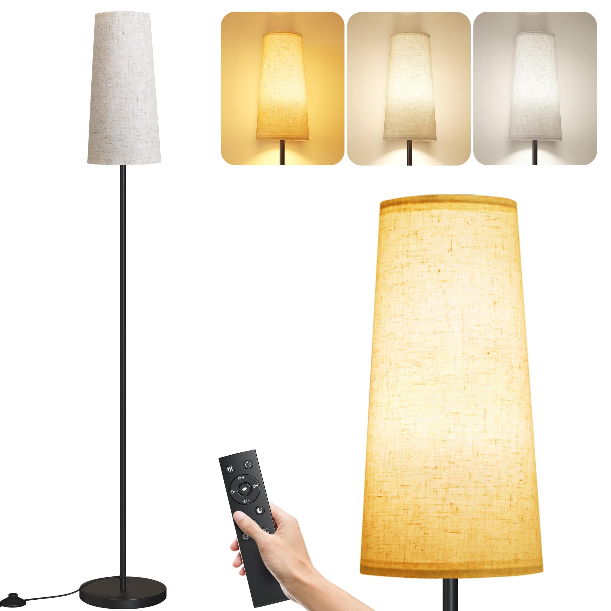 SUNMORY Floor Lamps for Living Room/Bedroom/Office, Standing Lamp with Remote Control, Dimmable Tall Lamp, Suitable for Modern/B