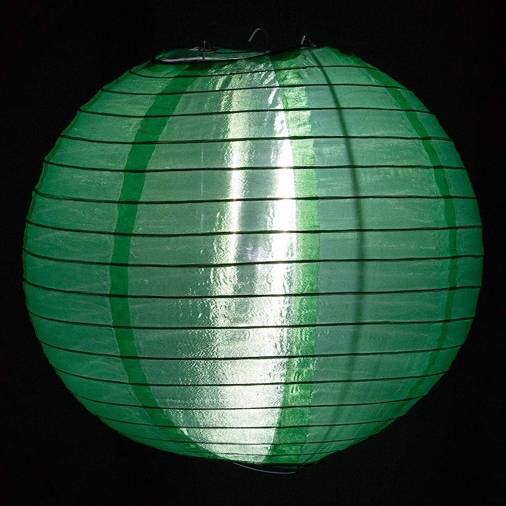 Quasimoon Paperlanternstore.Com 4 Inch Emerald Green Round Nylon Lantern, Even Ribbing, Hanging Decoration (10 Pack)