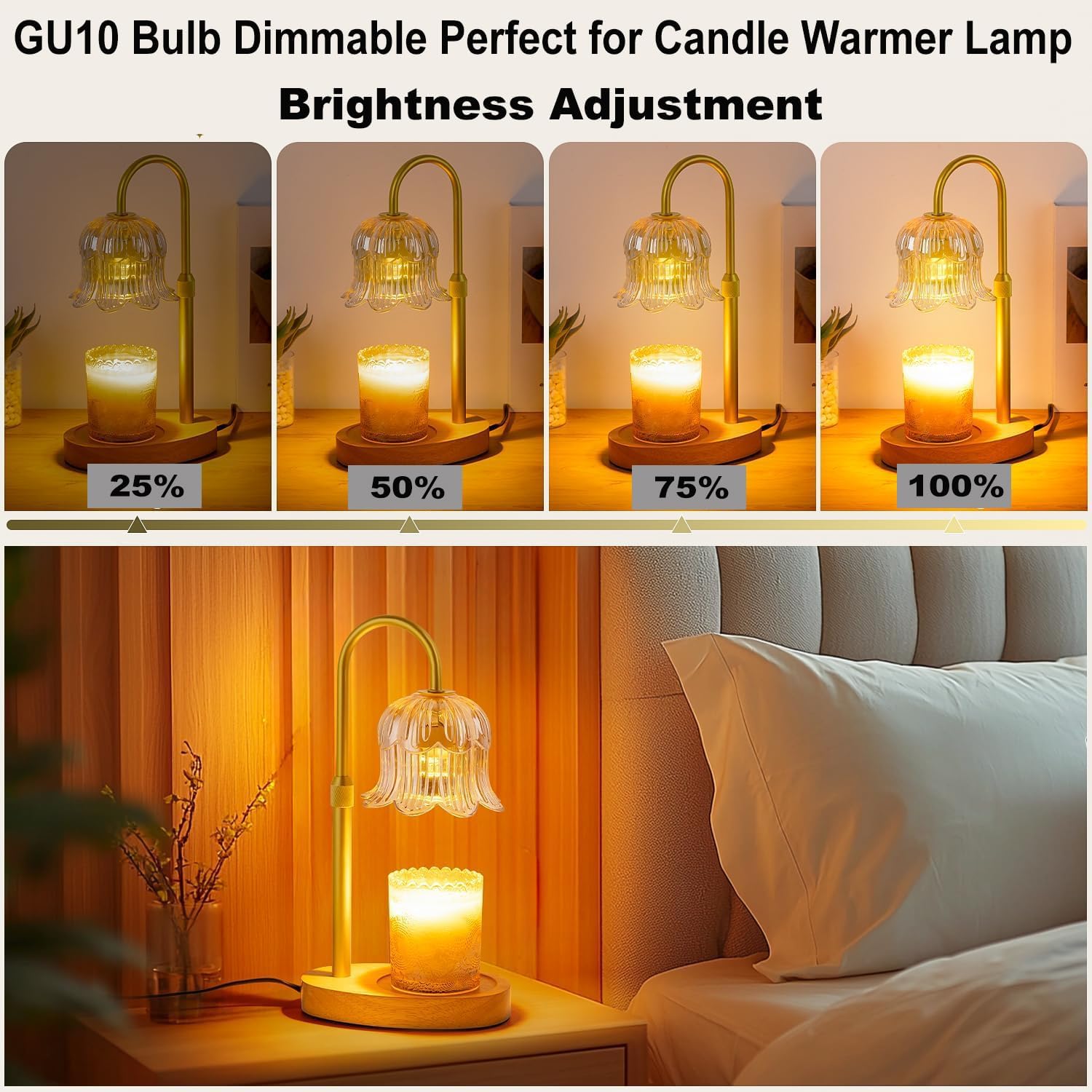 Vinaco GU10 Halogen Bulbs, 50W Dimmable, Warm White, Glass, 6 Count